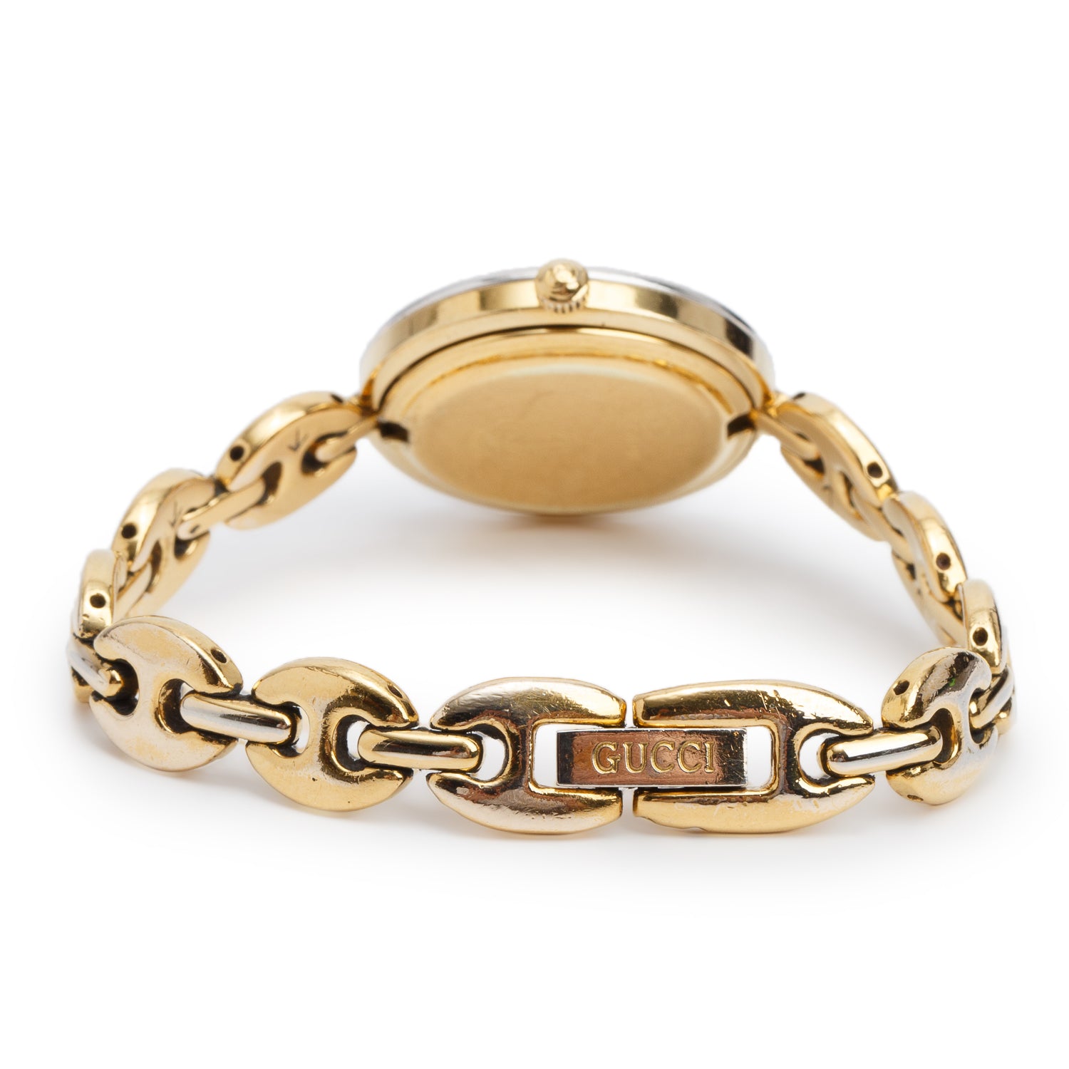 Gucci Gold Plated Stainless Steel 1100 Series 26 MM Watch White Dial w/ Birks Box & 6 Multicolour Bezels