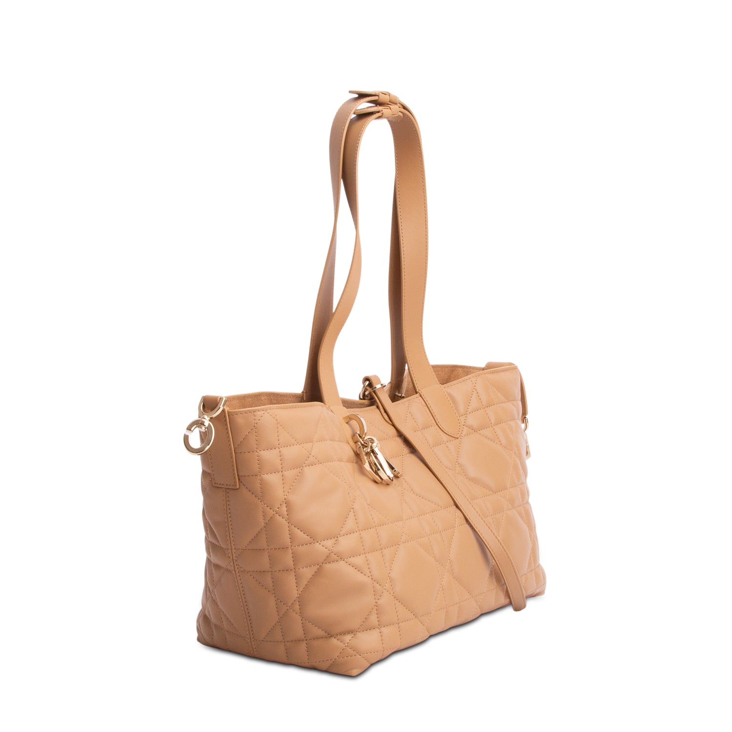 Christian Dior 2023 Beige Macrocannage Calfskin Leather Medium Toujours Bag w/ Pouch & Authenticity Card