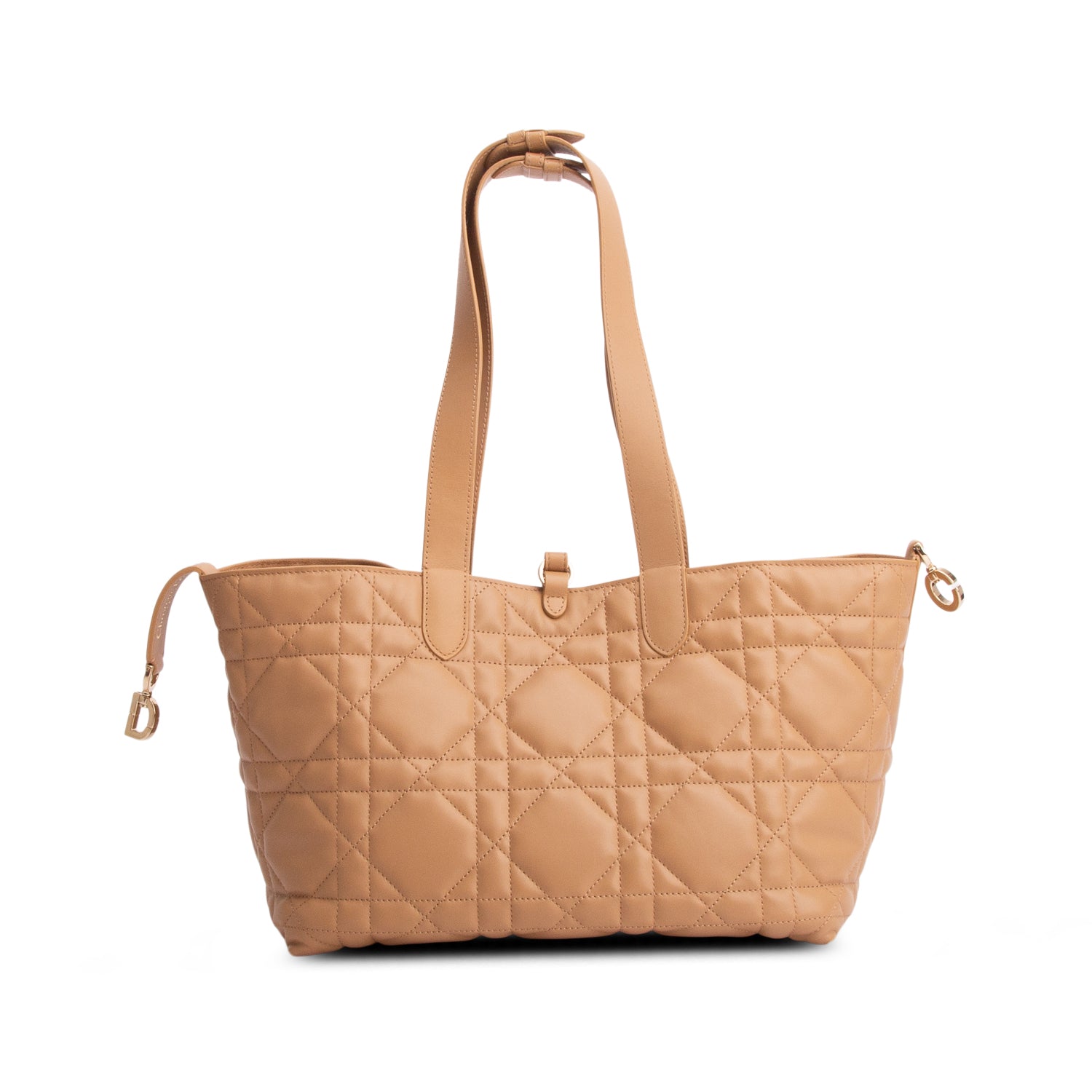 Christian Dior 2023 Beige Macrocannage Calfskin Leather Medium Toujours Bag w/ Pouch & Authenticity Card