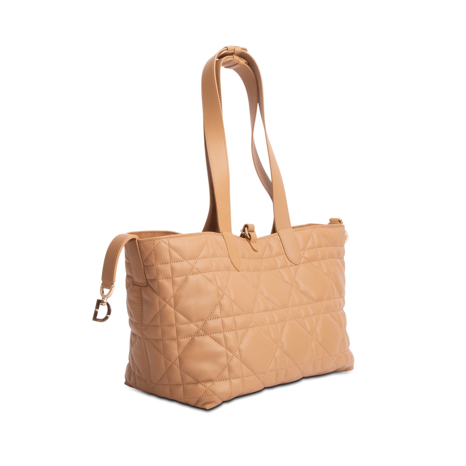 Christian Dior 2023 Beige Macrocannage Calfskin Leather Medium Toujours Bag w/ Pouch & Authenticity Card