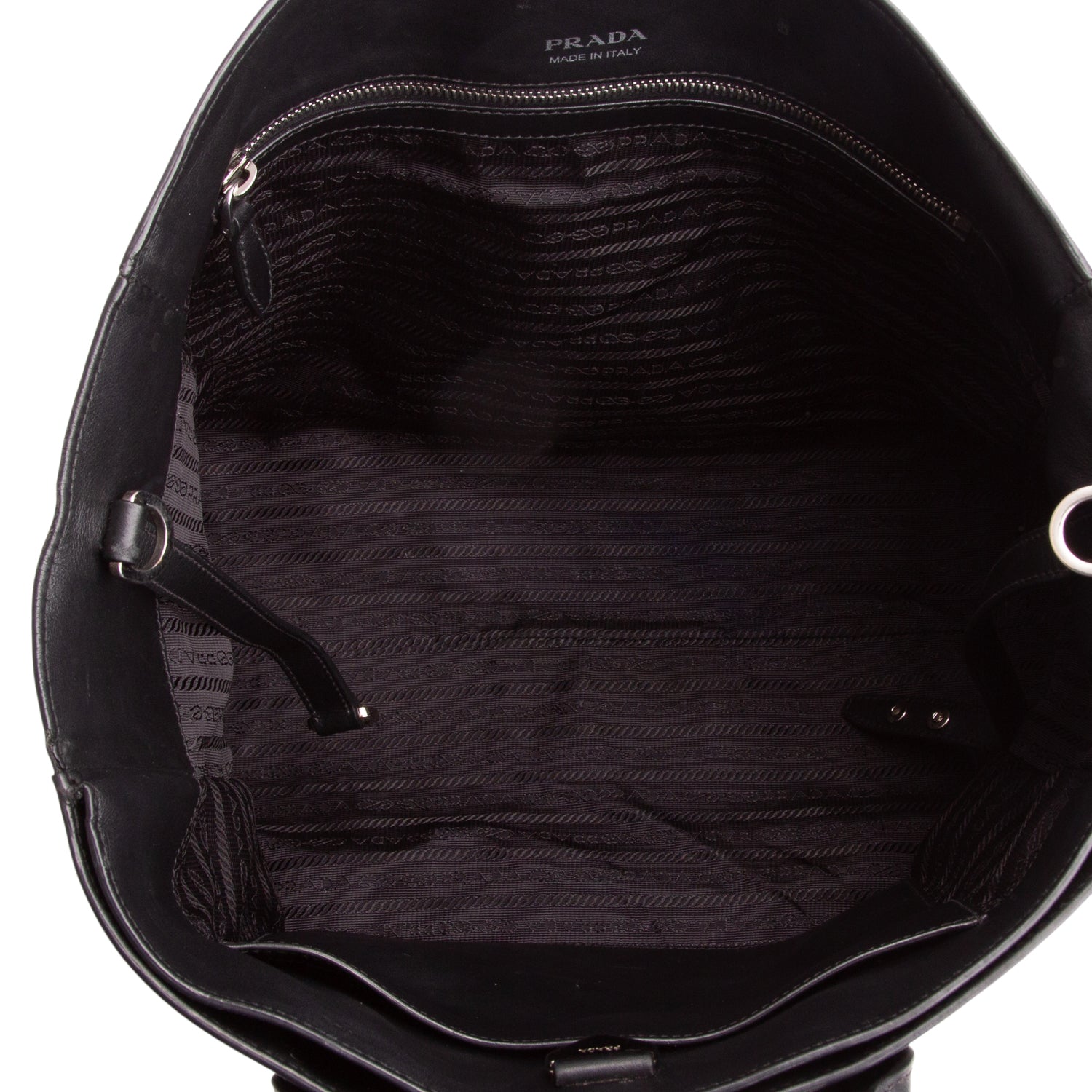Prada Black Soft Calf Leather Medium City Tote w/ Strap