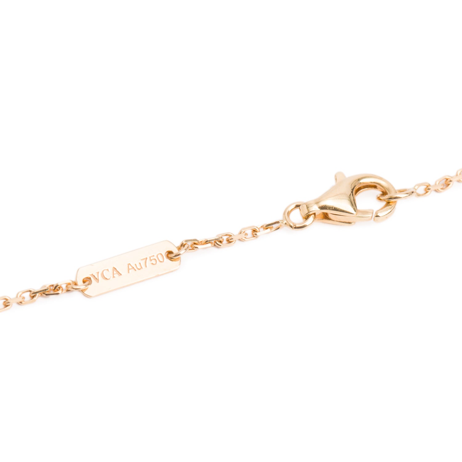 Van Cleef & Arpels 2021 18k Yellow Gold Vintage Alhambra Mother of Pearl Pendant Necklace w/ Box, Receipt & Certificate