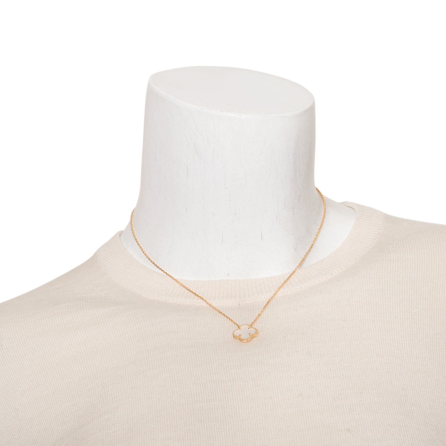 Van Cleef & Arpels 2021 18k Yellow Gold Vintage Alhambra Mother of Pearl Pendant Necklace w/ Box, Receipt & Certificate