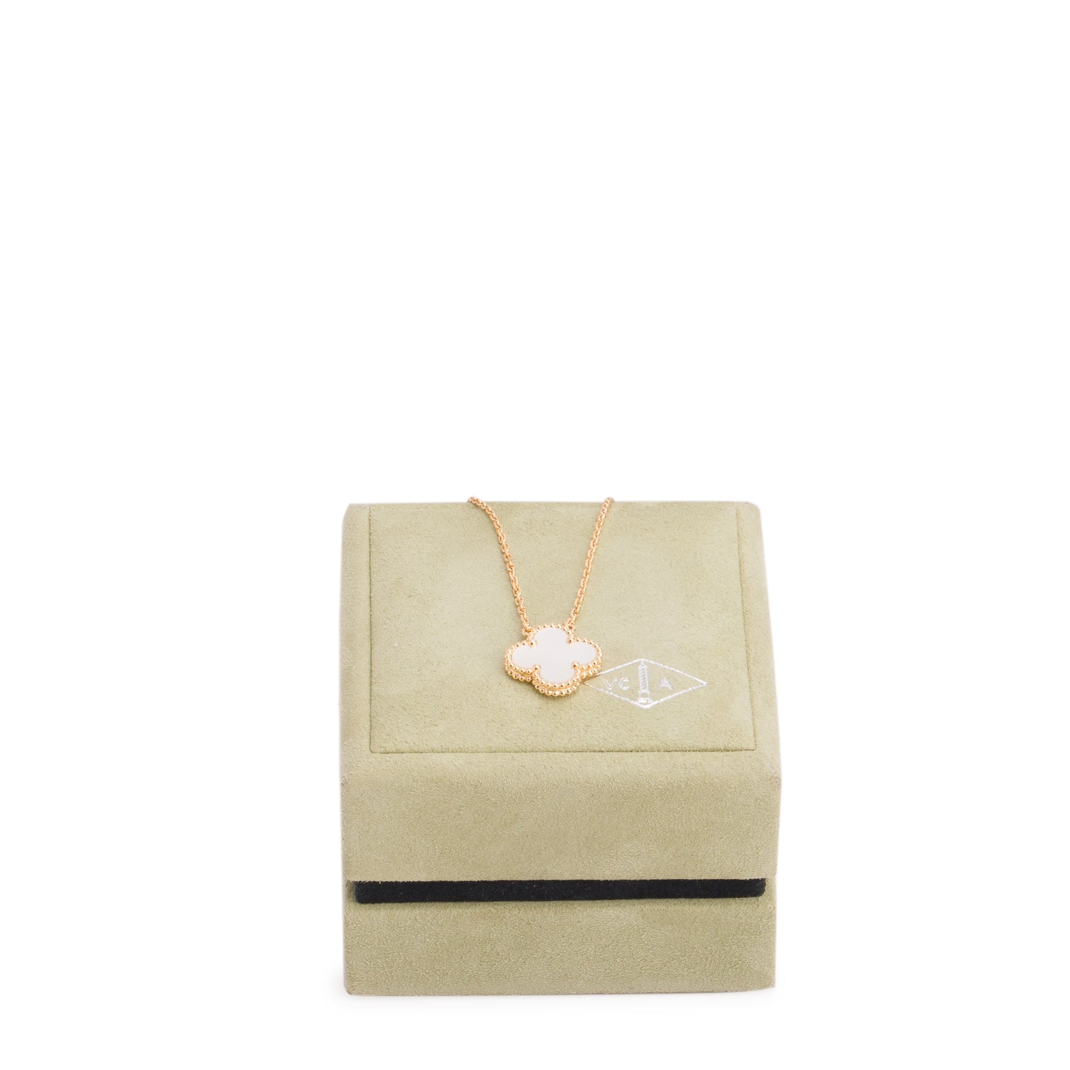 Van Cleef & Arpels 2021 18k Yellow Gold Vintage Alhambra Mother of Pearl Pendant Necklace w/ Box, Receipt & Certificate