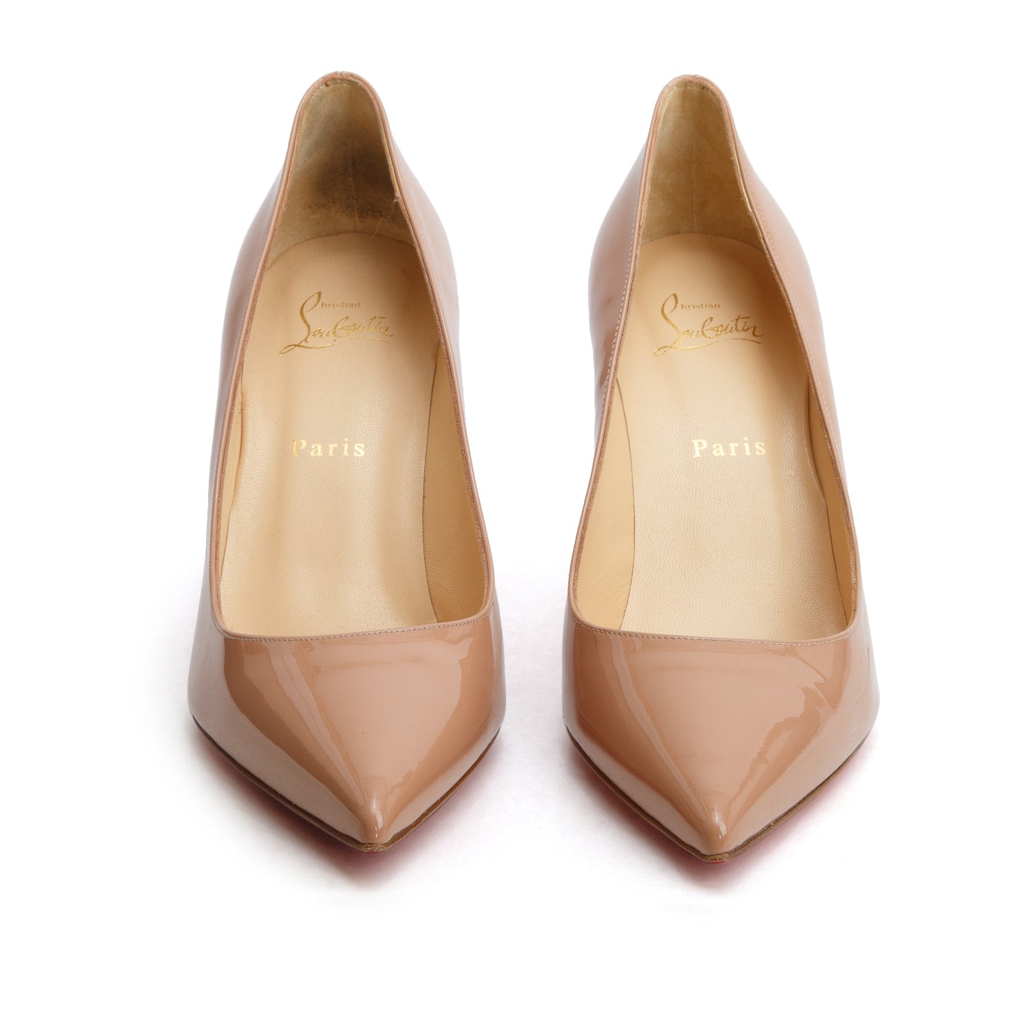 Christian Louboutin Nude Patent Leather Kate 85 Pumps, Size 40 w/ Box