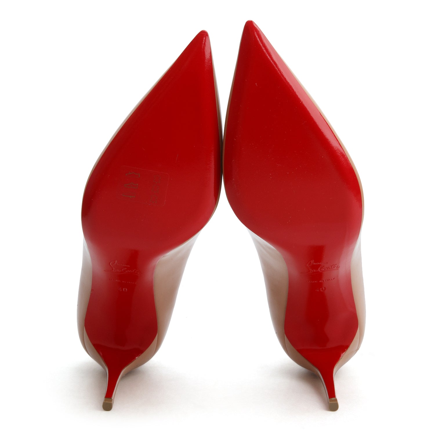 Christian Louboutin Nude Patent Leather Kate 85 Pumps, Size 40 w/ Box
