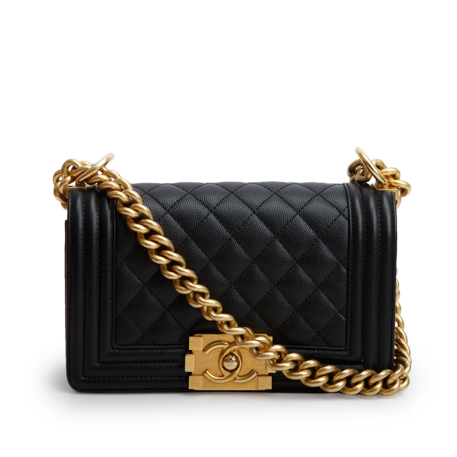 Chanel 2022 Black Caviar Leather Small Boy Bag w/ Box & Receipt