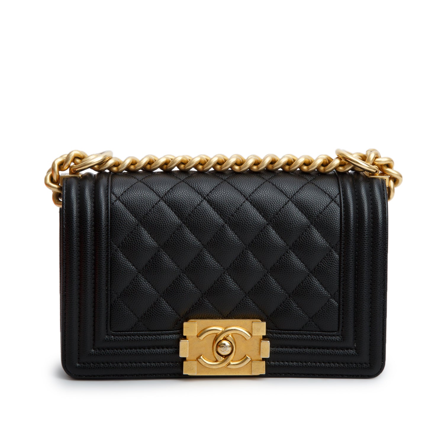 Chanel 2022 Black Caviar Leather Small Boy Bag w/ Box & Receipt