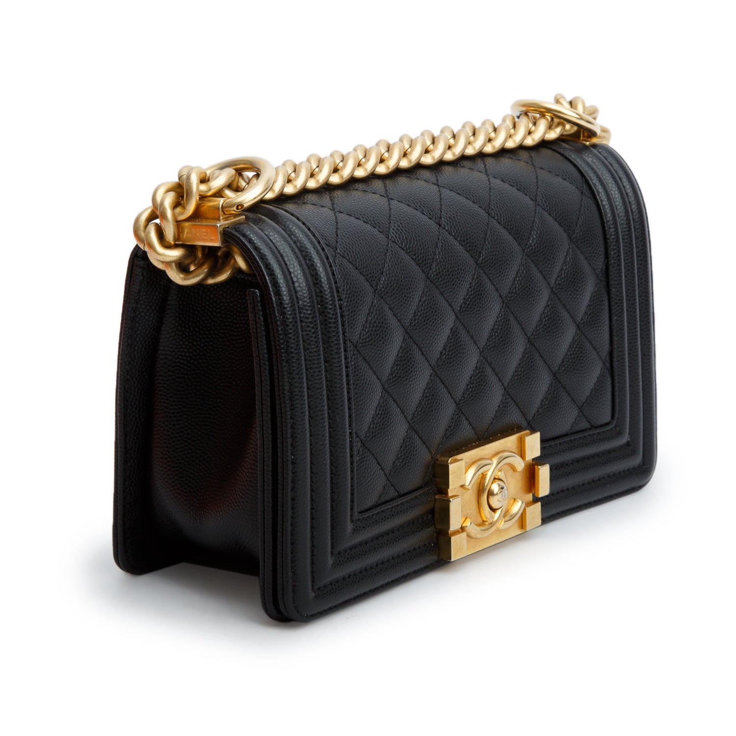 Chanel 2022 Black Caviar Leather Small Boy Bag w/ Box & Receipt