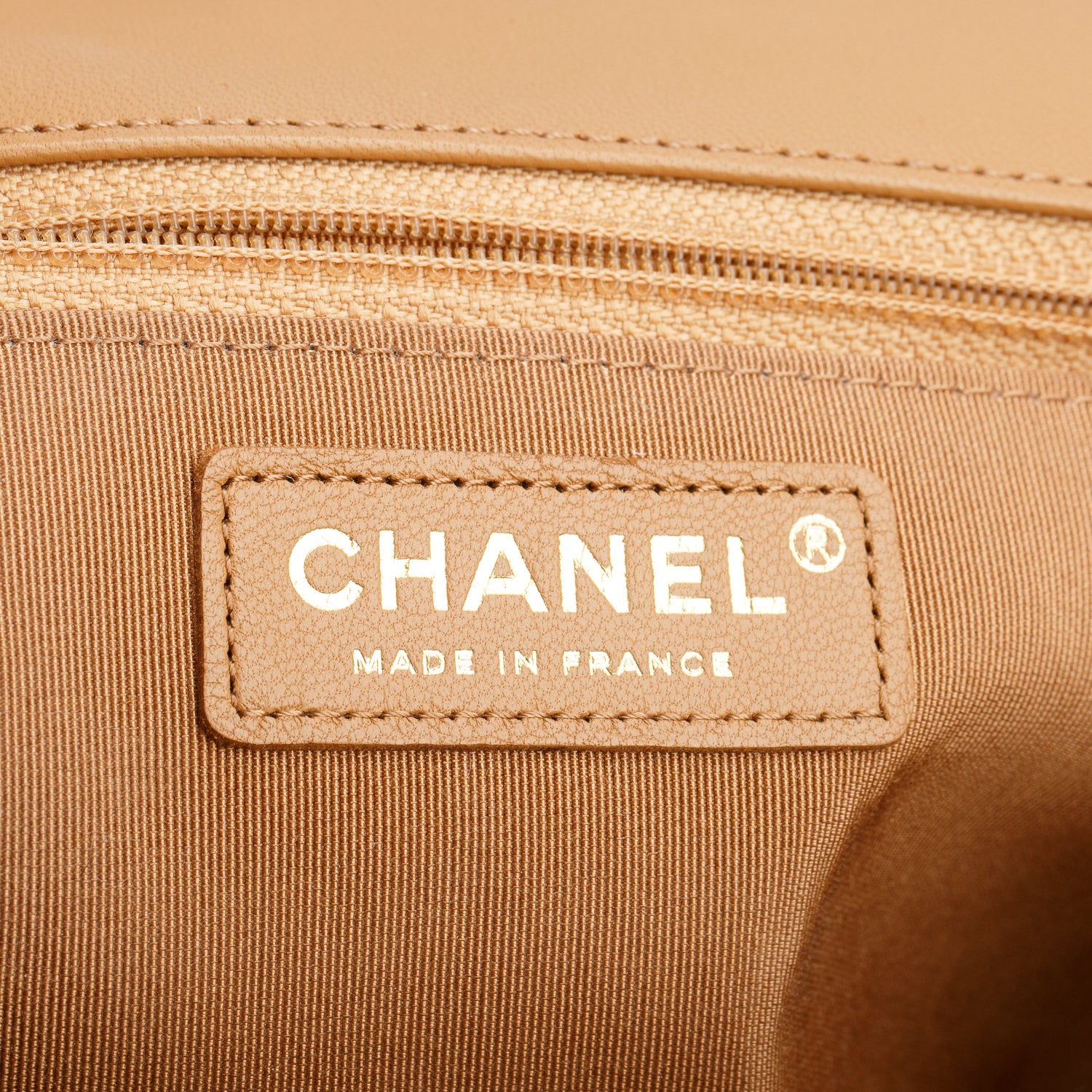 Chanel Tan Double Stitch Chevron Lambskin Leather Medium Flap Bag w/ Box & Authenticity Card