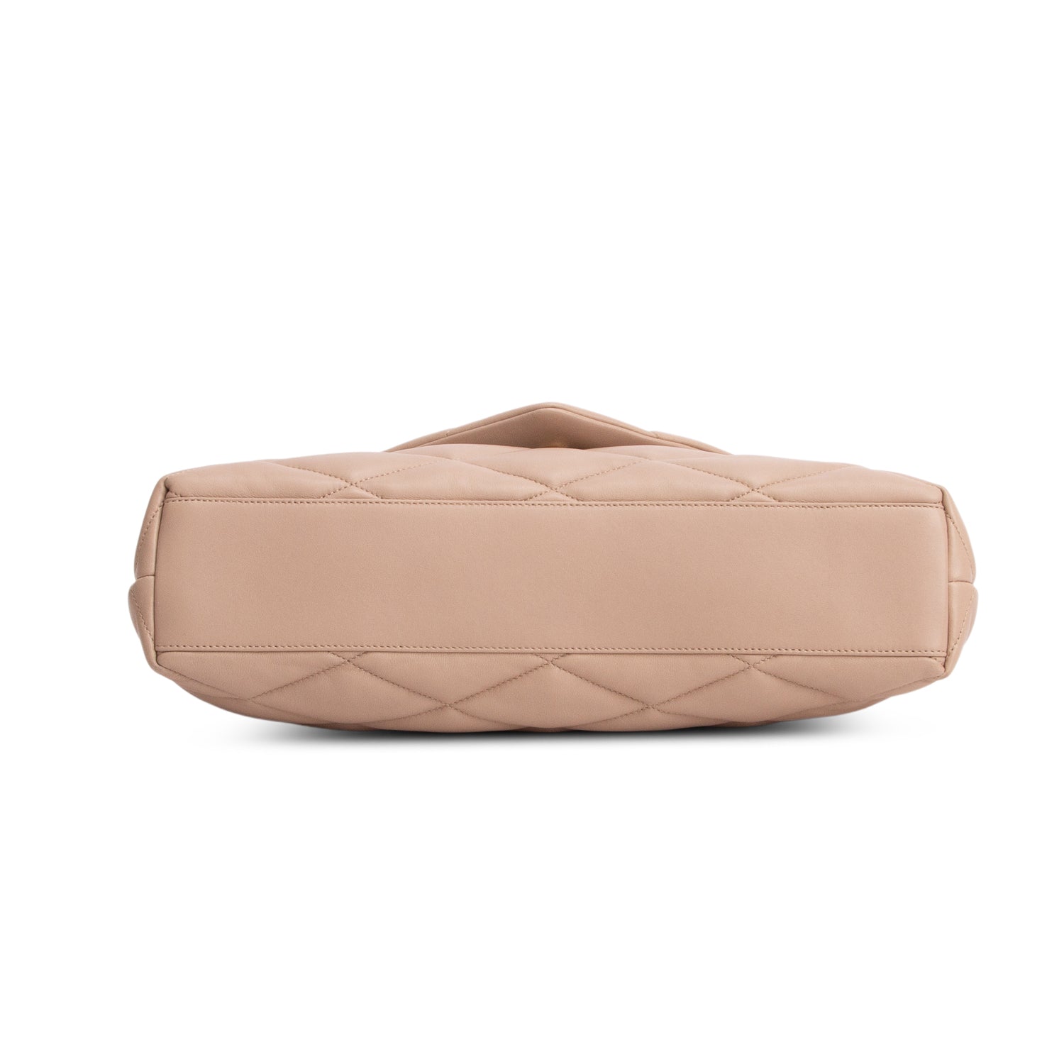 Saint Laurent 2021 Beige Lambskin Sade Puffer Envelope Clutch