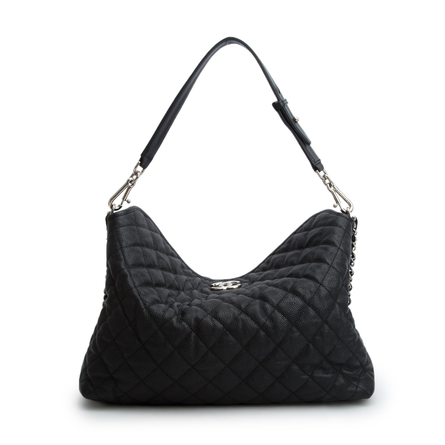 Chanel Black Caviar Leather French Riviera Hobo
