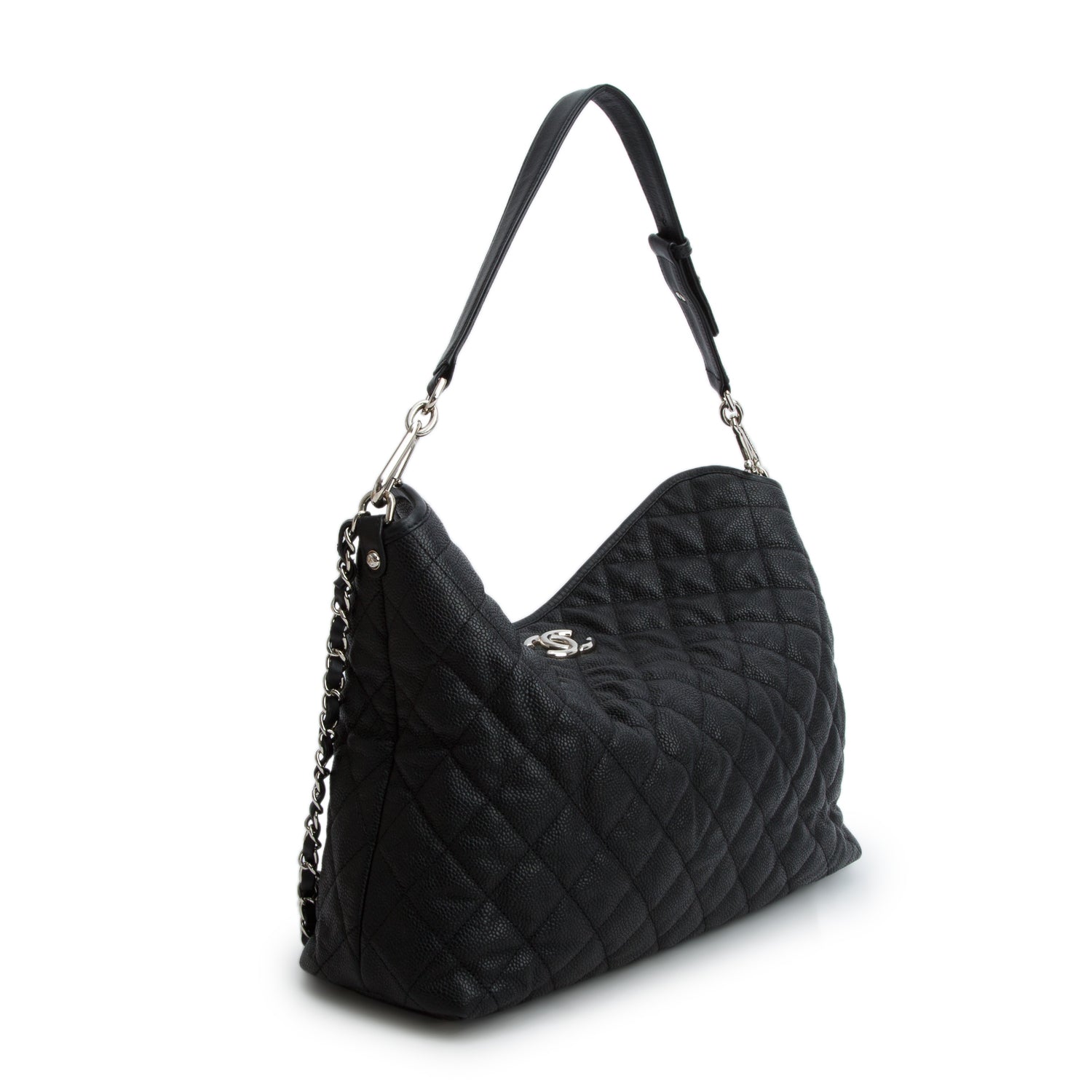 Chanel Black Caviar Leather French Riviera Hobo