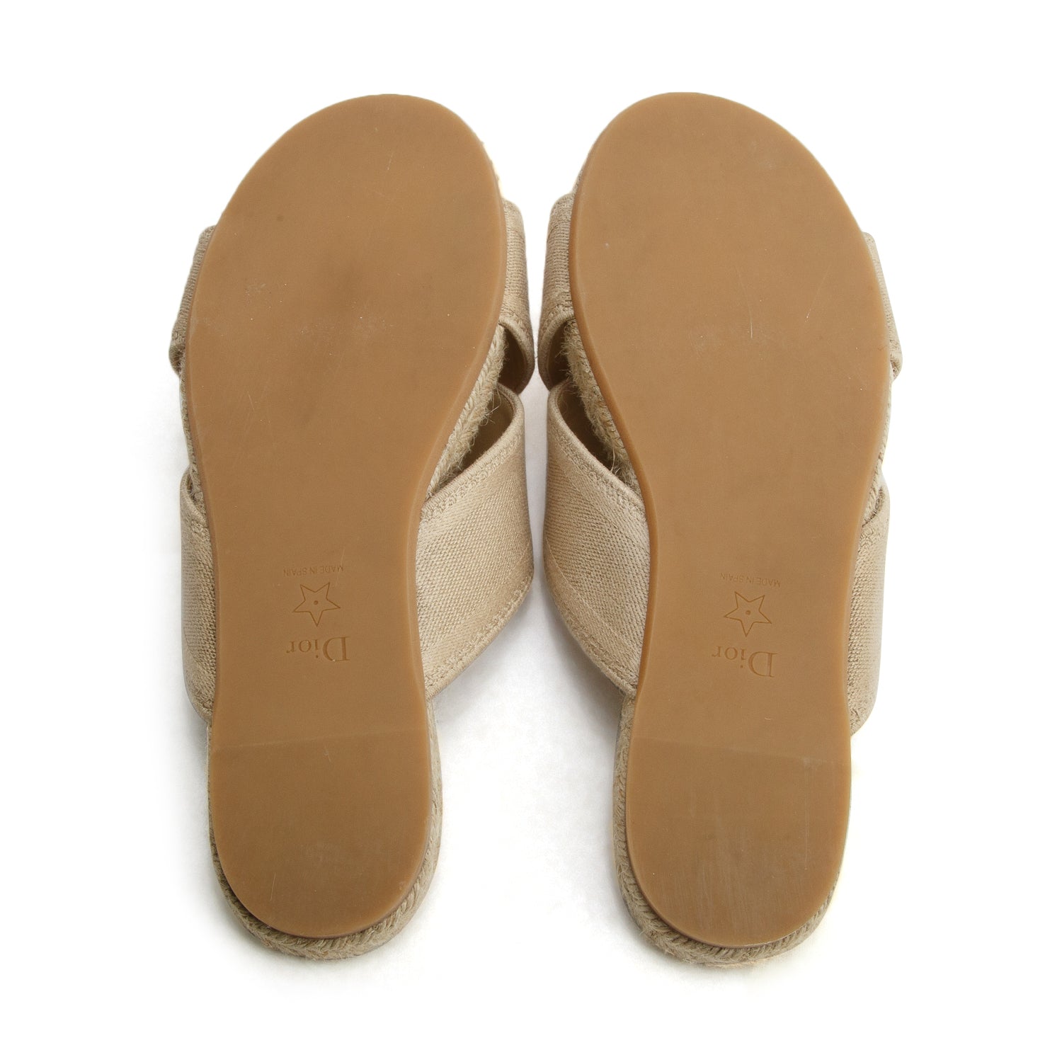 Christian Dior Beige Embroidered Granville Espadrille Slide, Size 40 w/ Box