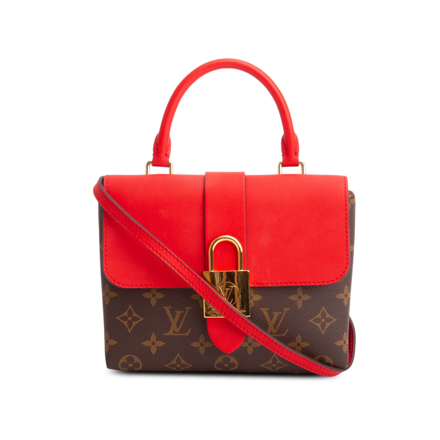 Louis Vuitton Monogram Red Leather Locky BB w/ Strap