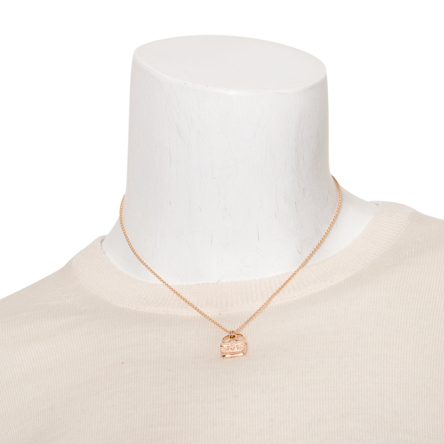 Hermes 18k Rose Gold Pave Diamond Amulettes Constance Pendant Necklace w/ Box