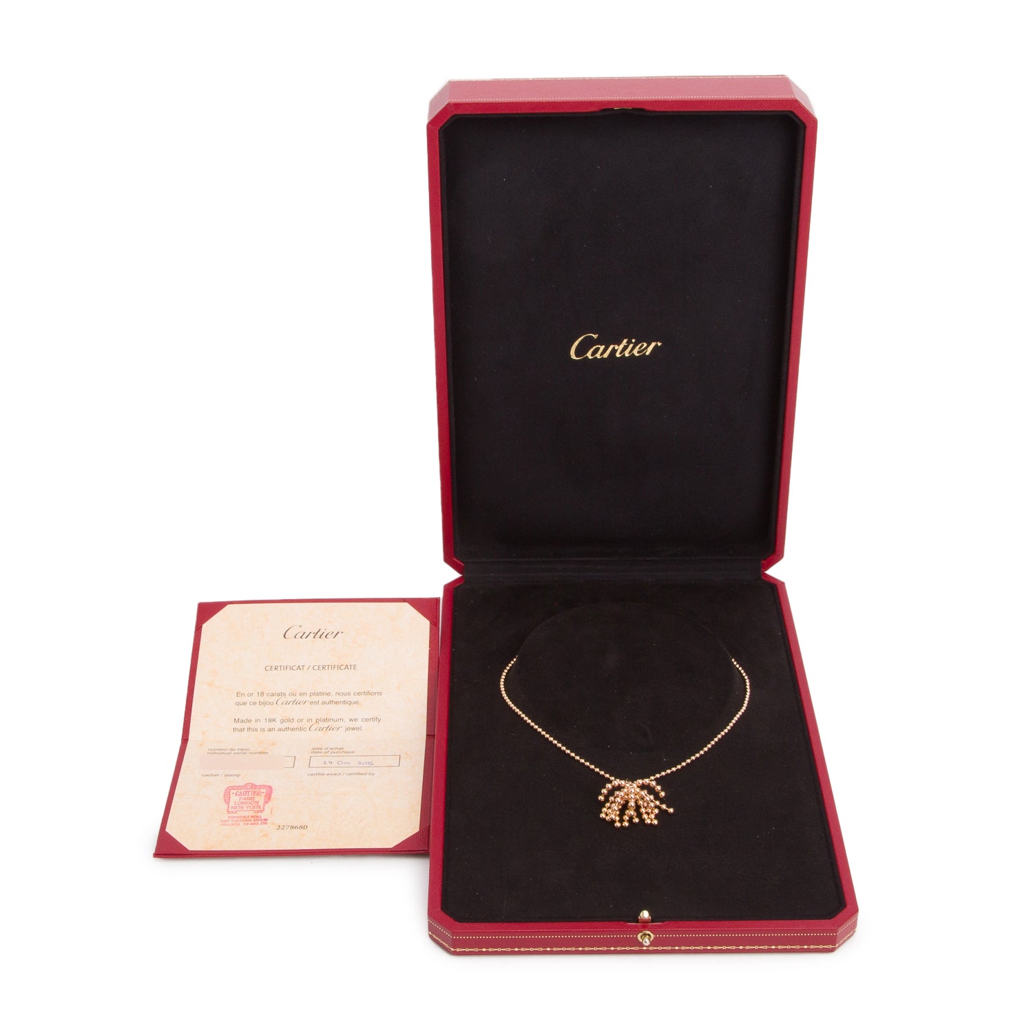 Cartier 18k Rose Gold & Diamond Nouvelle Vague Pendant Necklace w/ Box & Certificate