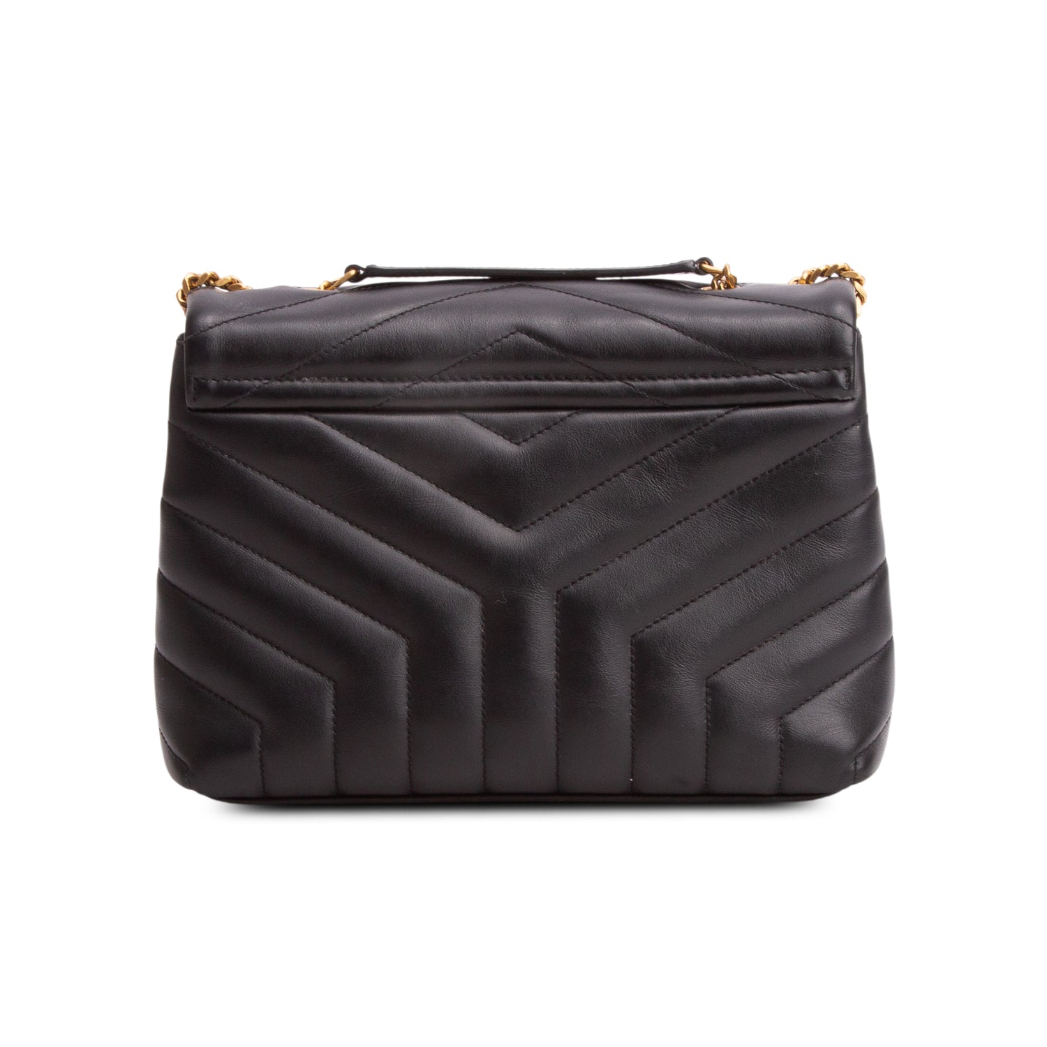 Saint Laurent 2021 Black Calfskin Y Quilted Monogram Small Loulou Chain Satchel