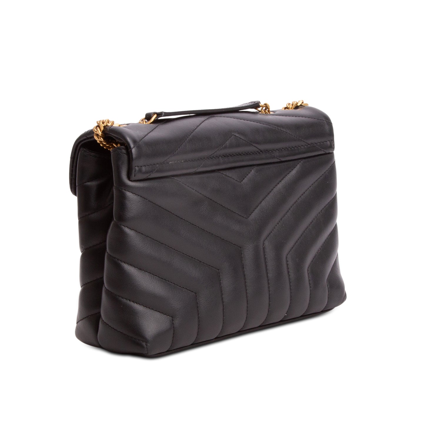 Saint Laurent 2021 Black Calfskin Y Quilted Monogram Small Loulou Chain Satchel