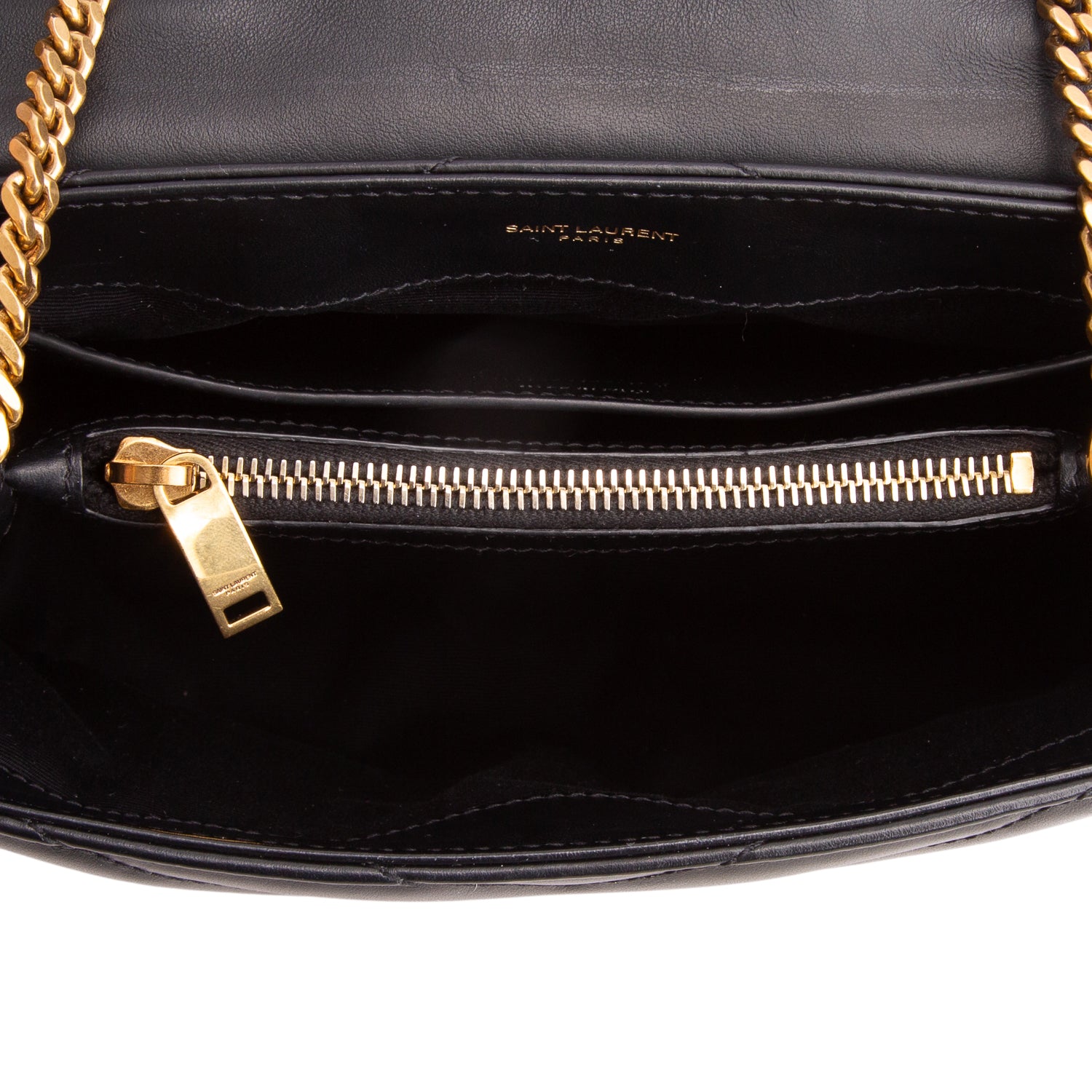 Saint Laurent 2021 Black Calfskin Y Quilted Monogram Small Loulou Chain Satchel