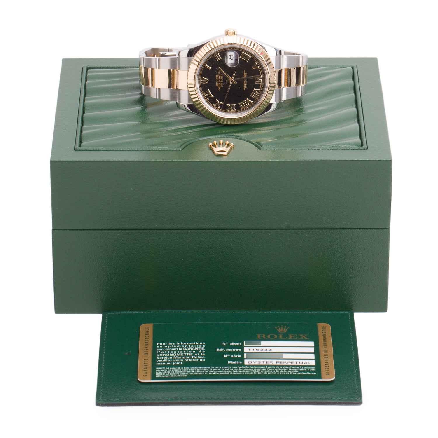Rolex Stainless Steel & 18k Yellow Gold Oyster Perpetual Datejust II 41 MM Watch Black Dial 116333 w/ Box & Papers