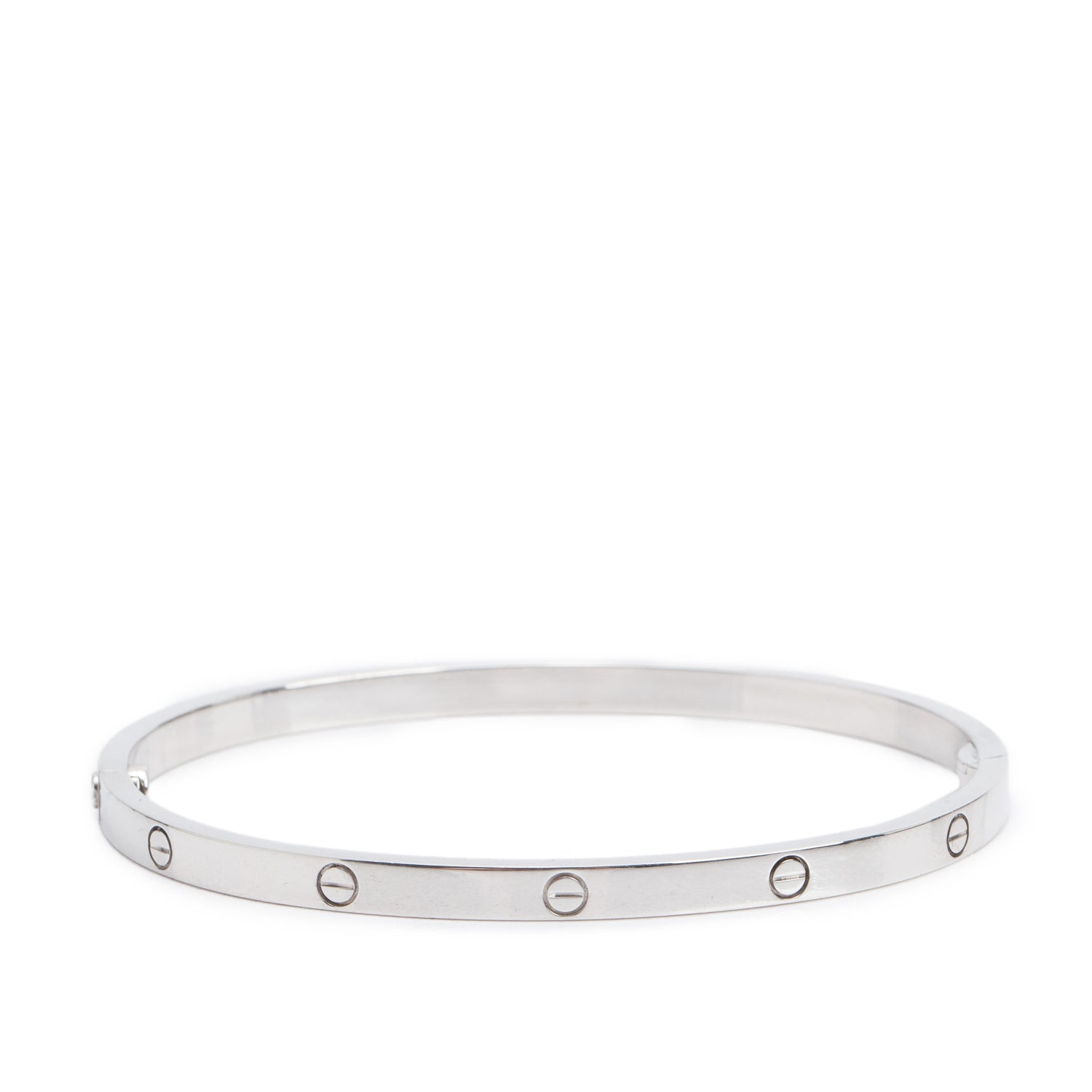 Cartier 18k White Gold 3.65 MM Love Bracelet, Small Model, Size 17 w/ Receipt & Certificate