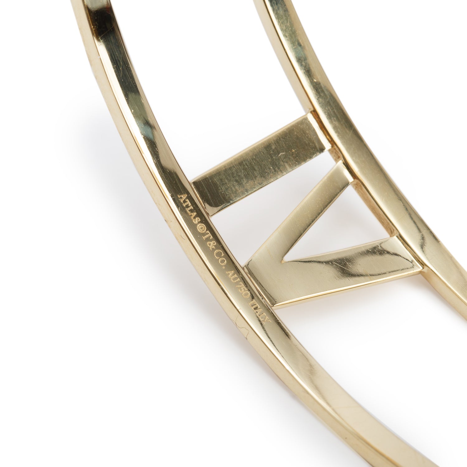 Tiffany & Co. 18k Yellow Gold Atlas Hinged Bangle Bracelet w/ Box