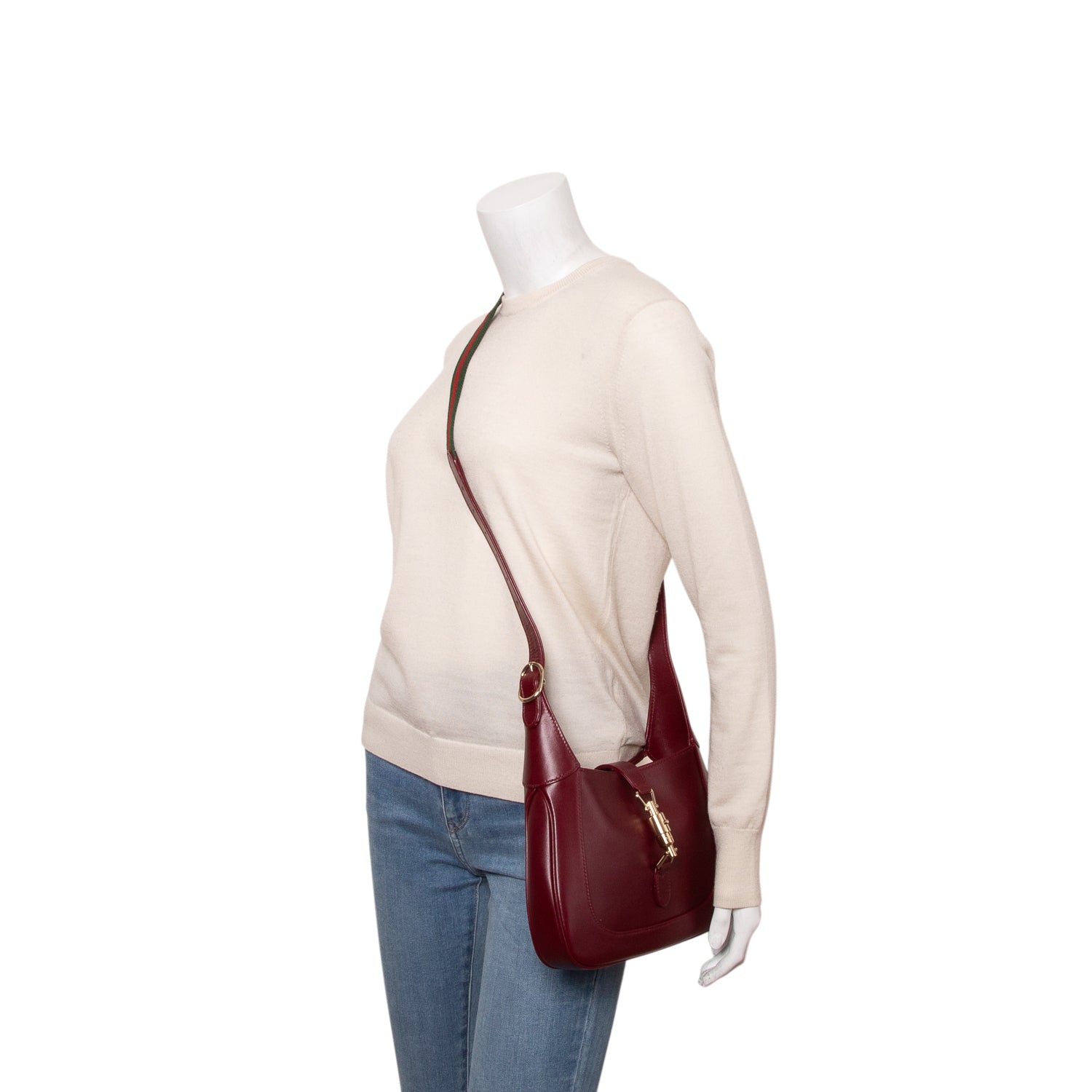 Gucci 2025 Bordeaux Leather Medium Jackie 1961 Hobo Bag w/ Box, Receipt & Strap