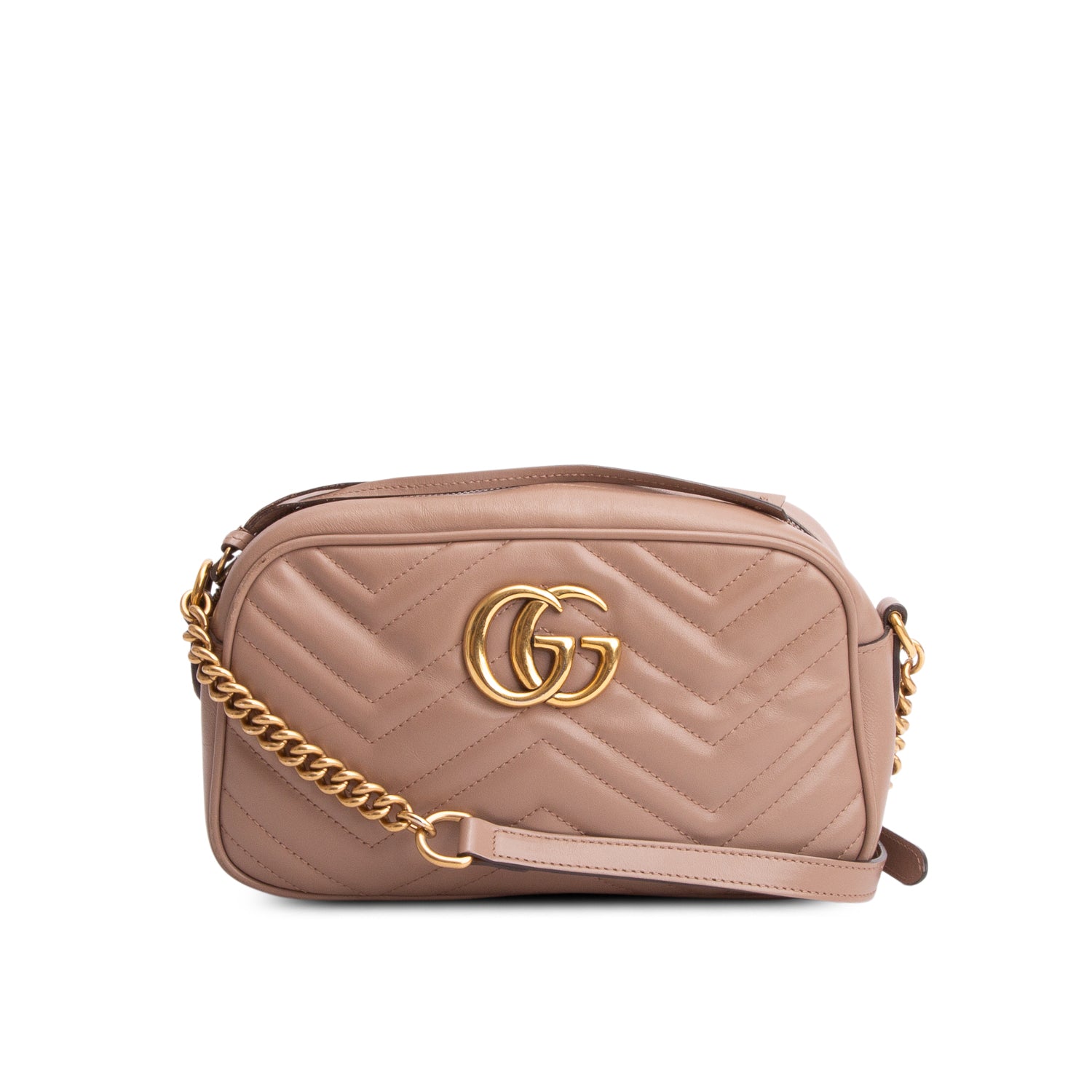 Gucci Beige GG Marmont Matelasse Small Camera Bag w/ Box