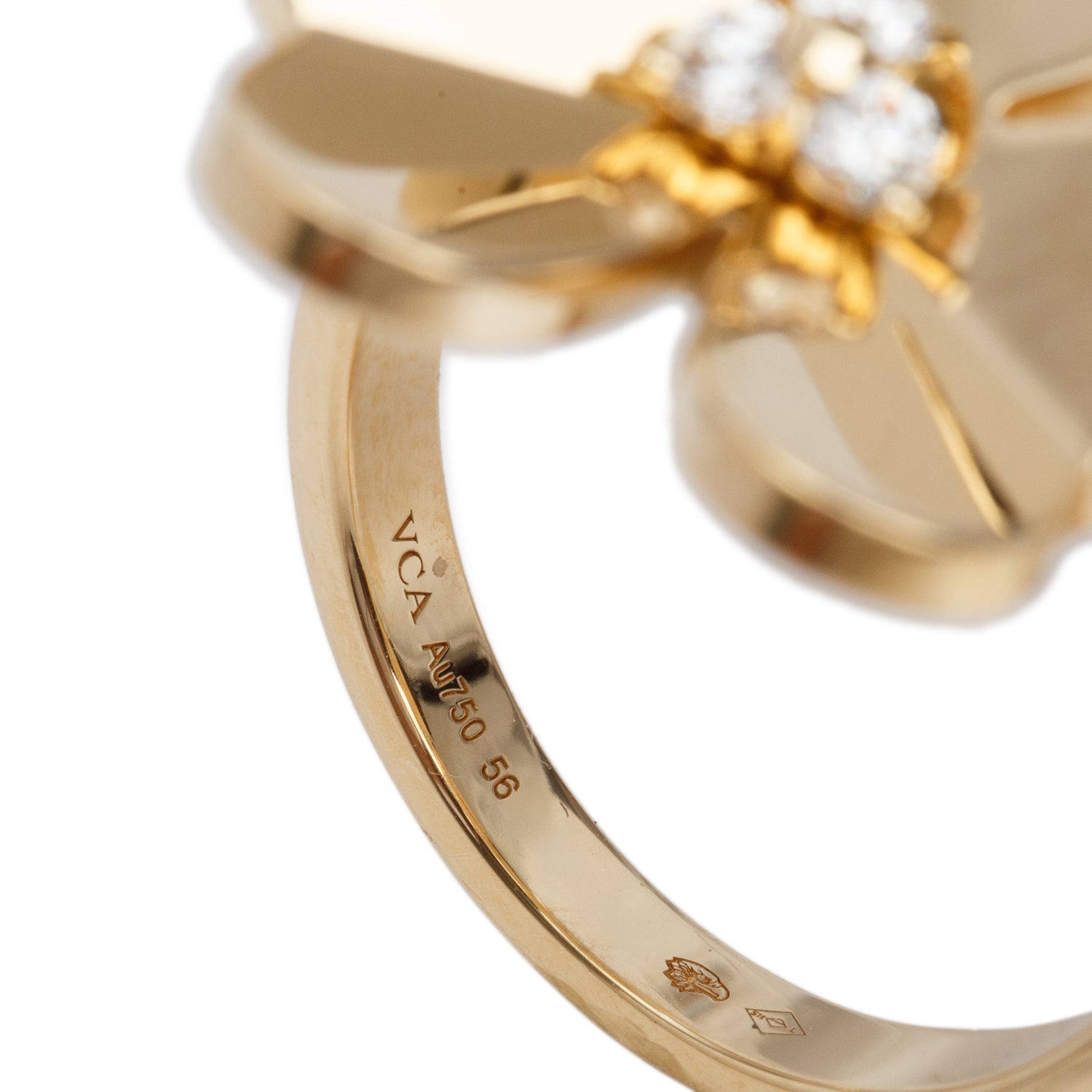Van Cleef & Arpels 2026 18k Yellow Gold Diamond Frivole Between the Finger Ring, Size 56 7.5 w/ Box & Certificate