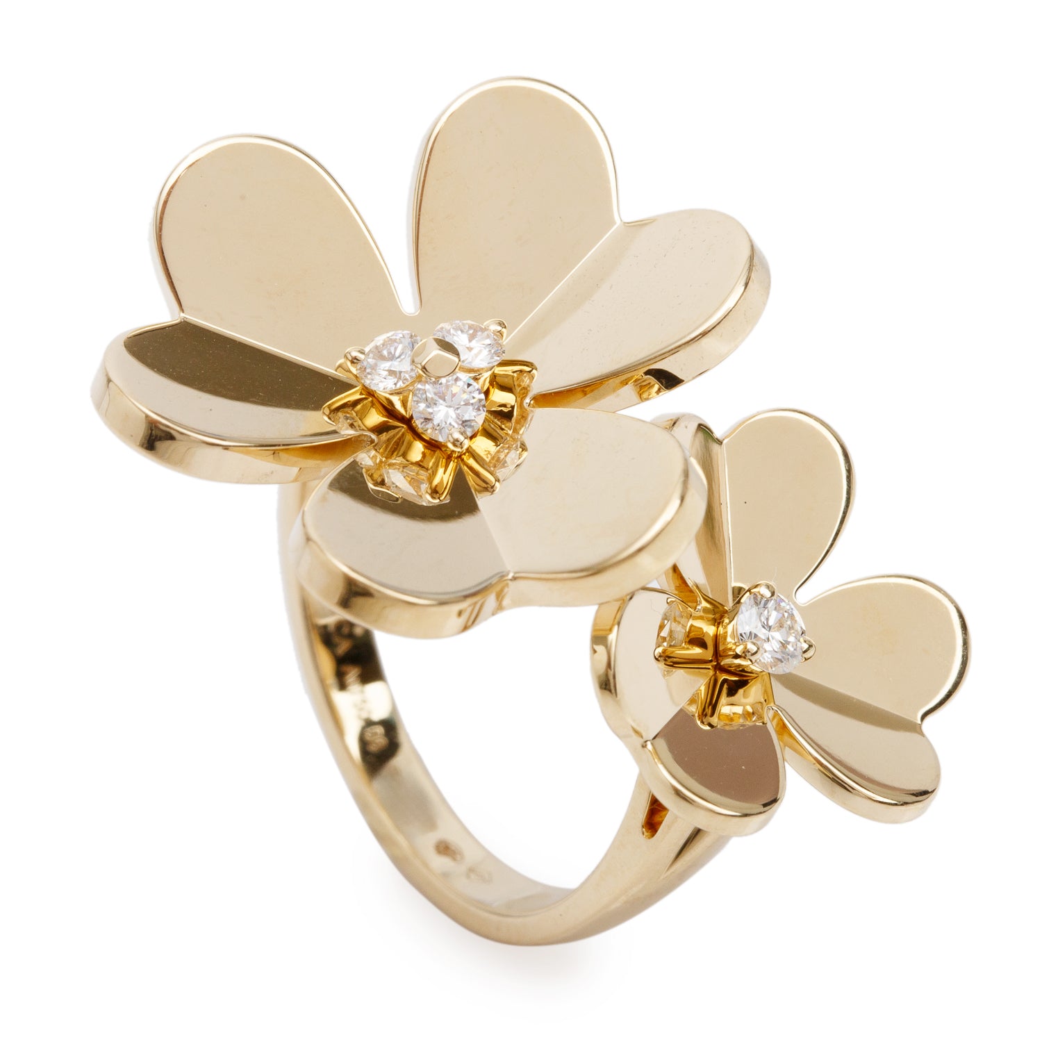 Van Cleef & Arpels 2026 18k Yellow Gold Diamond Frivole Between the Finger Ring, Size 56 7.5 w/ Box & Certificate