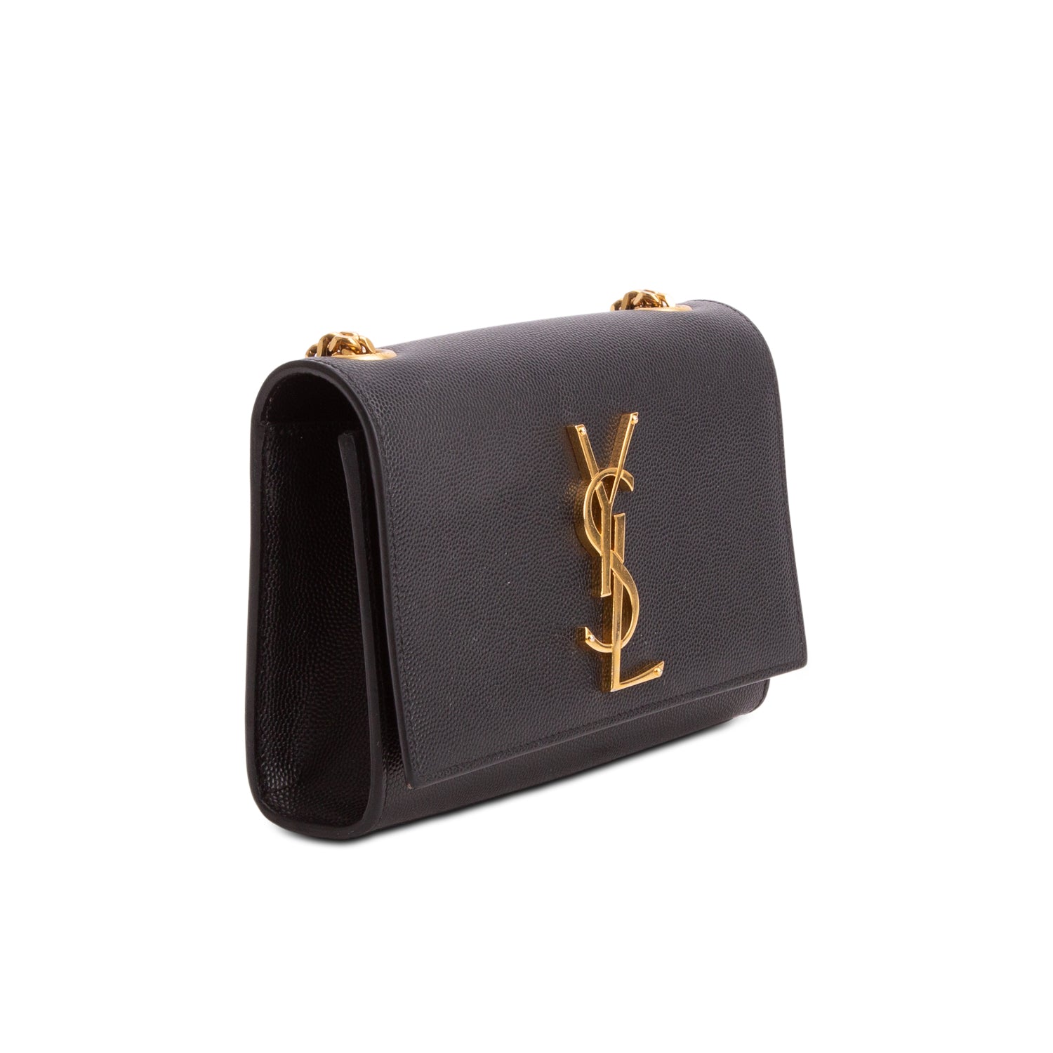 Saint Laurent Black Grain De Poudre Leather Mini Monogram Kate Bag