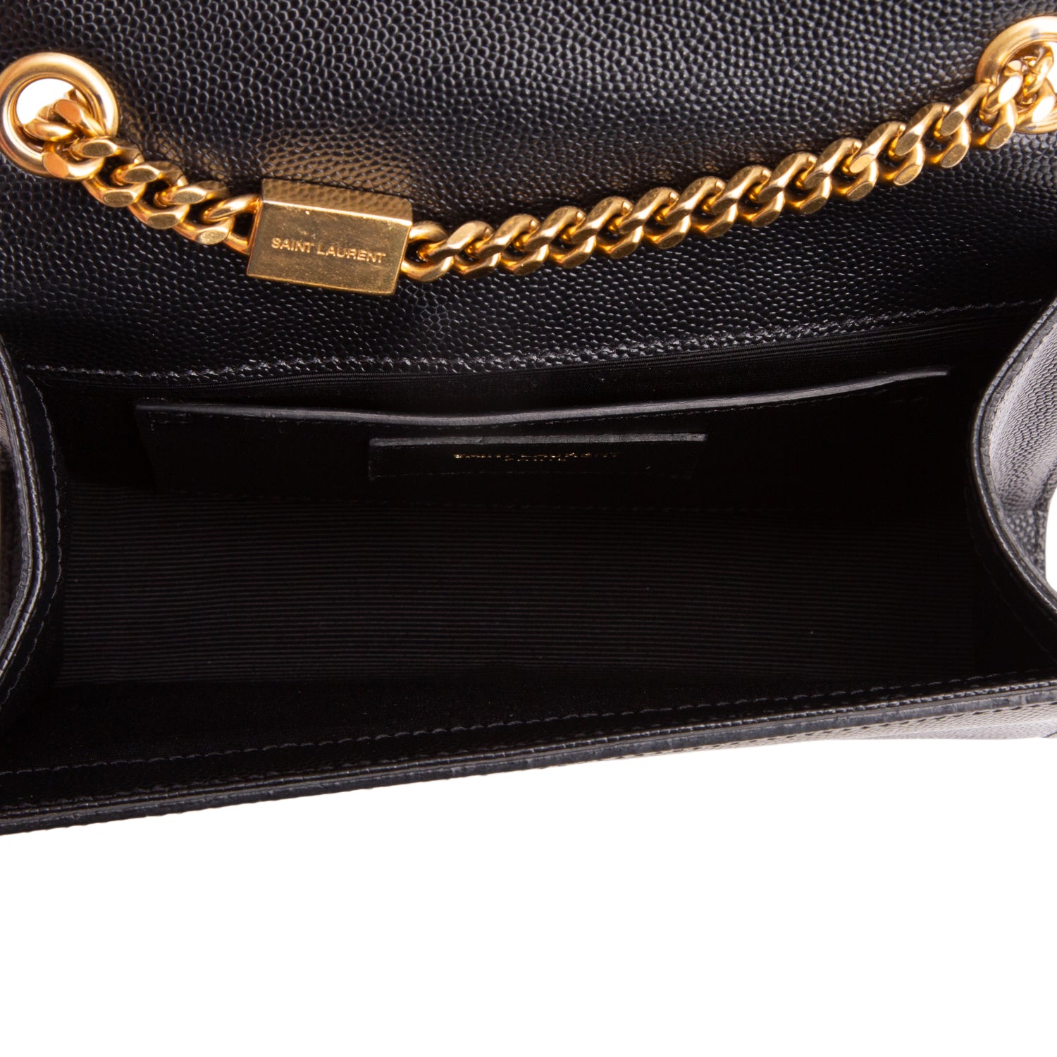 Saint Laurent Black Grain De Poudre Leather Mini Monogram Kate Bag