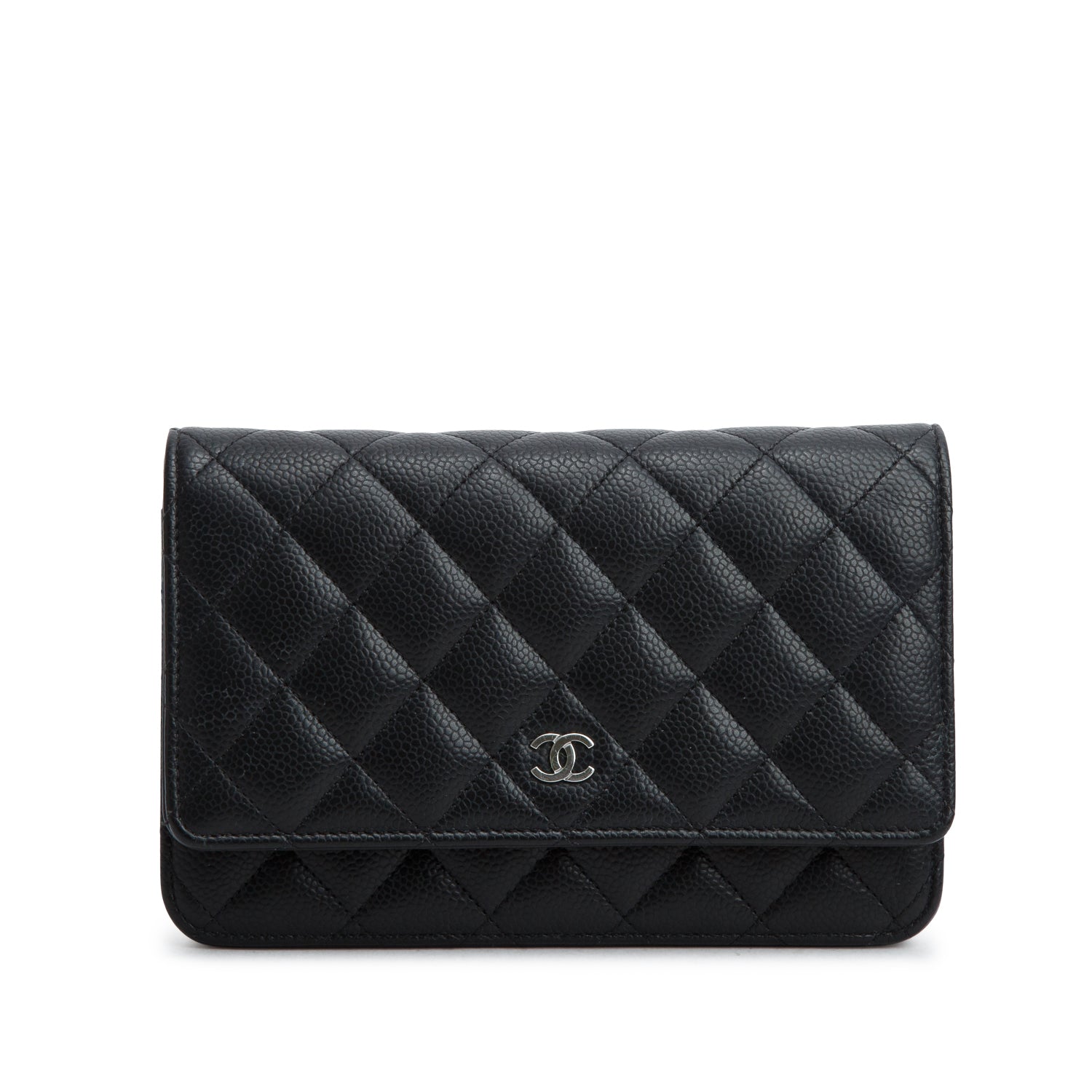 Chanel Black Quilted Caviar Classic Wallet on Chain
