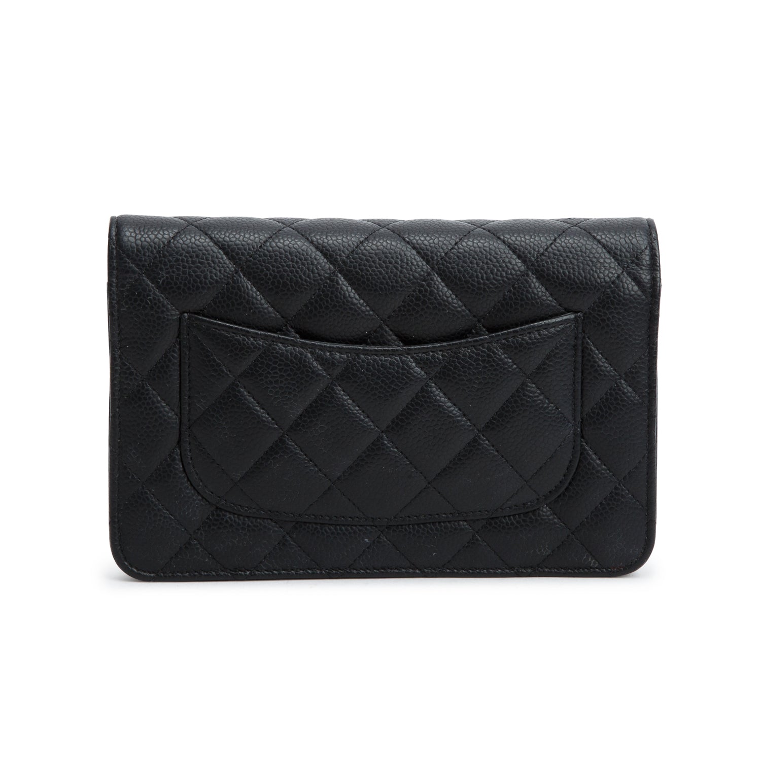 Chanel Black Quilted Caviar Classic Wallet on Chain