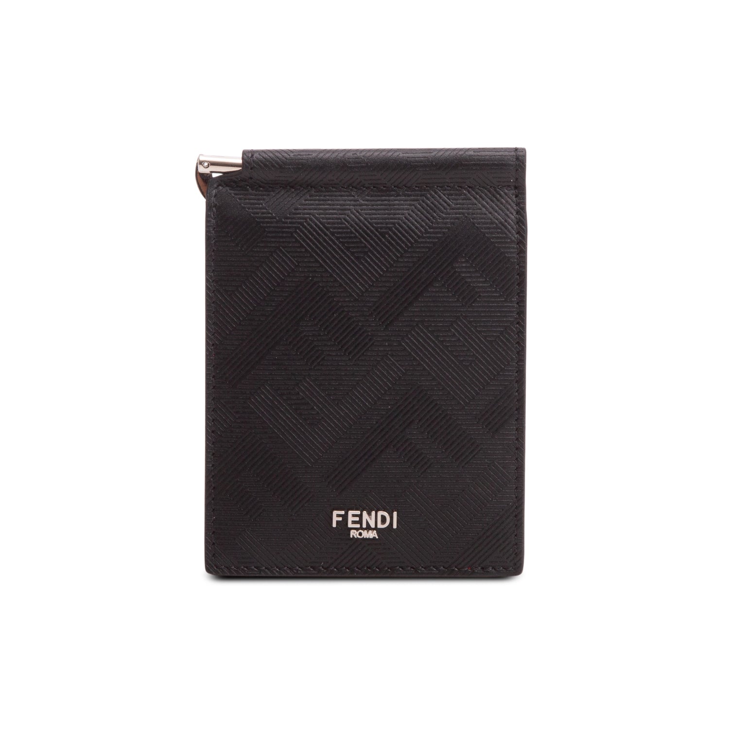 Fendi 2025 Black Leather Shadow Money Clip Wallet w/ Box & Receipt