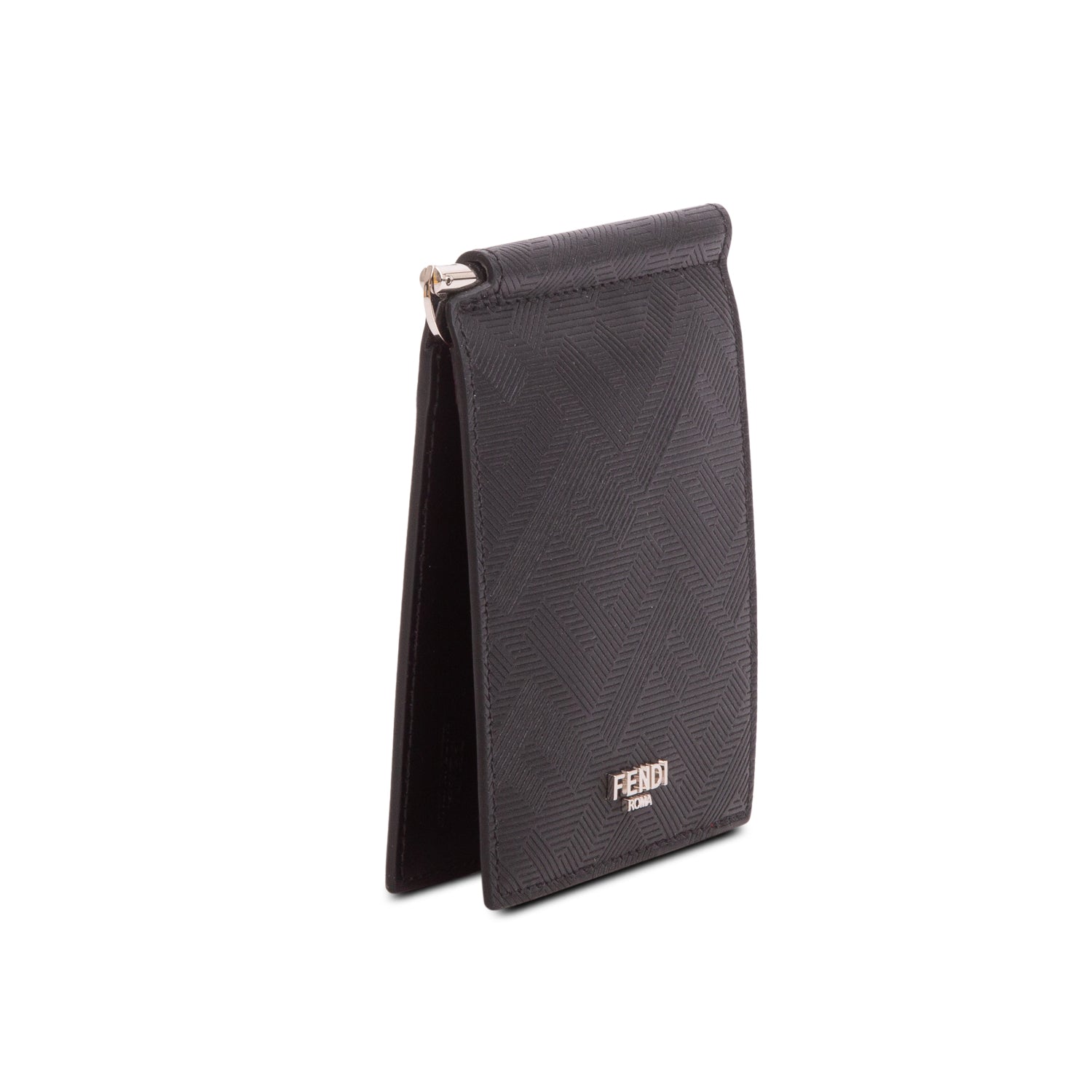 Fendi 2025 Black Leather Shadow Money Clip Wallet w/ Box & Receipt