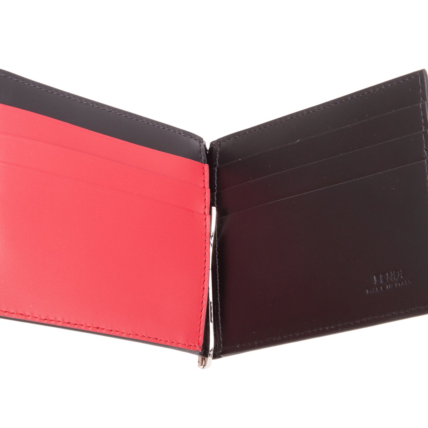 Fendi 2025 Black Leather Shadow Money Clip Wallet w/ Box & Receipt