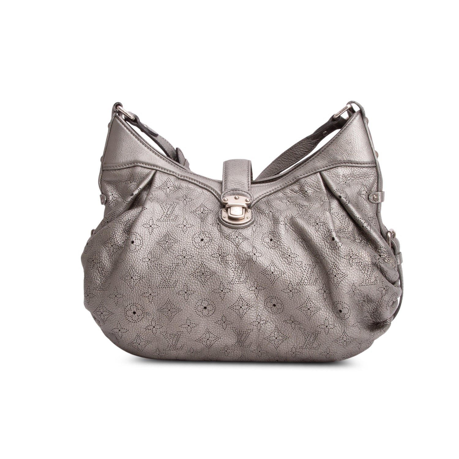 Louis Vuitton Metallic Silver Monogram Mahina Leather XS Hobo