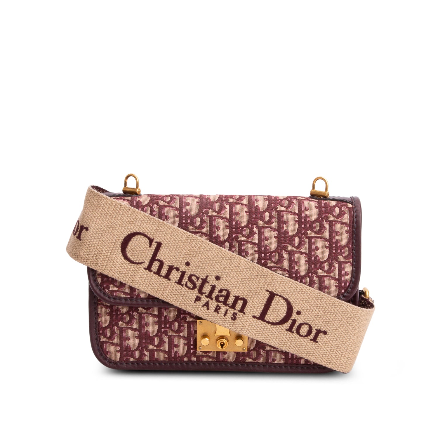 Christian Dior Burgundy Oblique Dioraddict Flap Bag w/ Strap