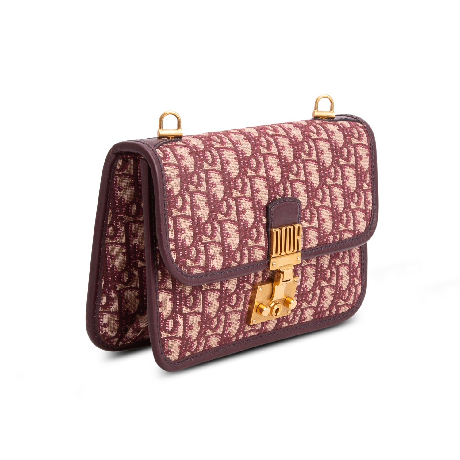 Christian Dior Burgundy Oblique Dioraddict Flap Bag w/ Strap