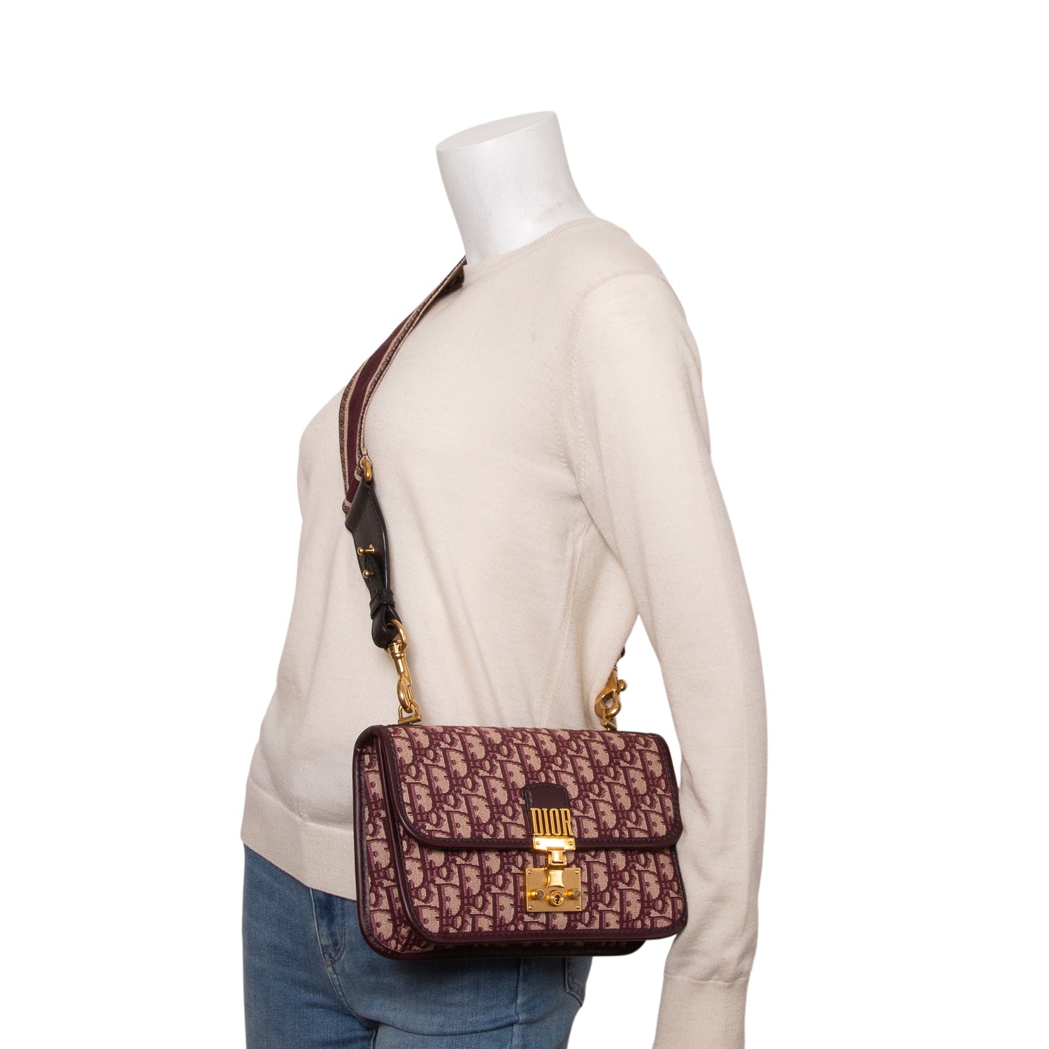 Christian Dior Burgundy Oblique Dioraddict Flap Bag w/ Strap