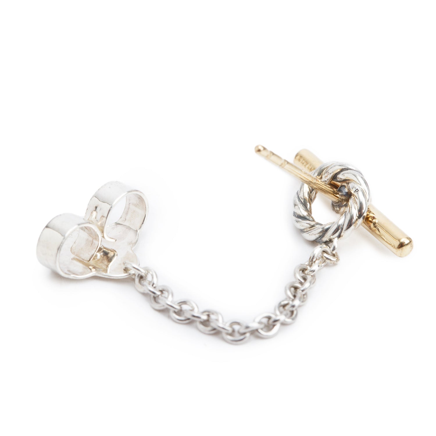 David Yurman Sterling Silver & 18k Yellow Gold Mercer Petite Toggle Chain Stud Earrings w/ Box