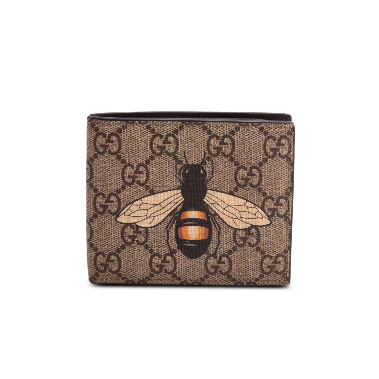 Gucci Beige & Multicolour GG Supreme Bee Print Bifold Wallet