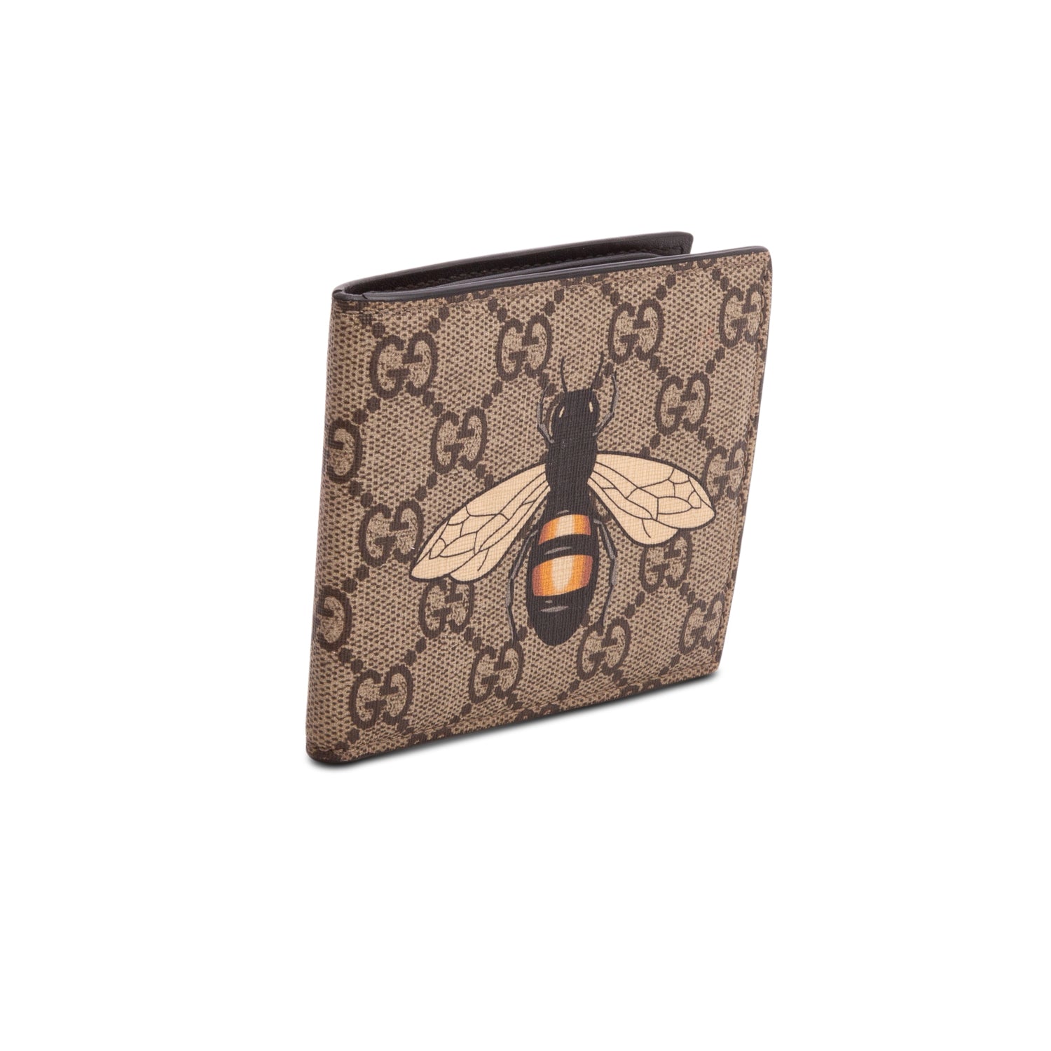 Gucci Beige & Multicolour GG Supreme Bee Print Bifold Wallet