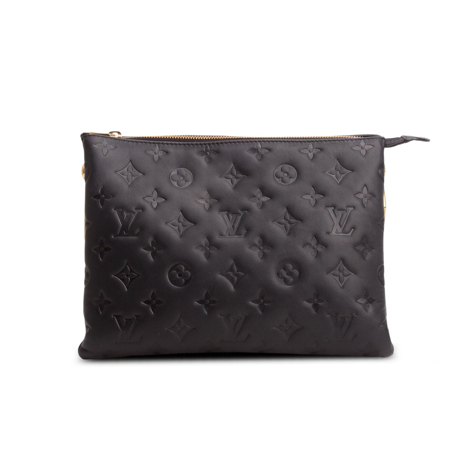 Louis Vuitton Black Monogram Embossed Lambskin Leather Coussin PM w/ Straps