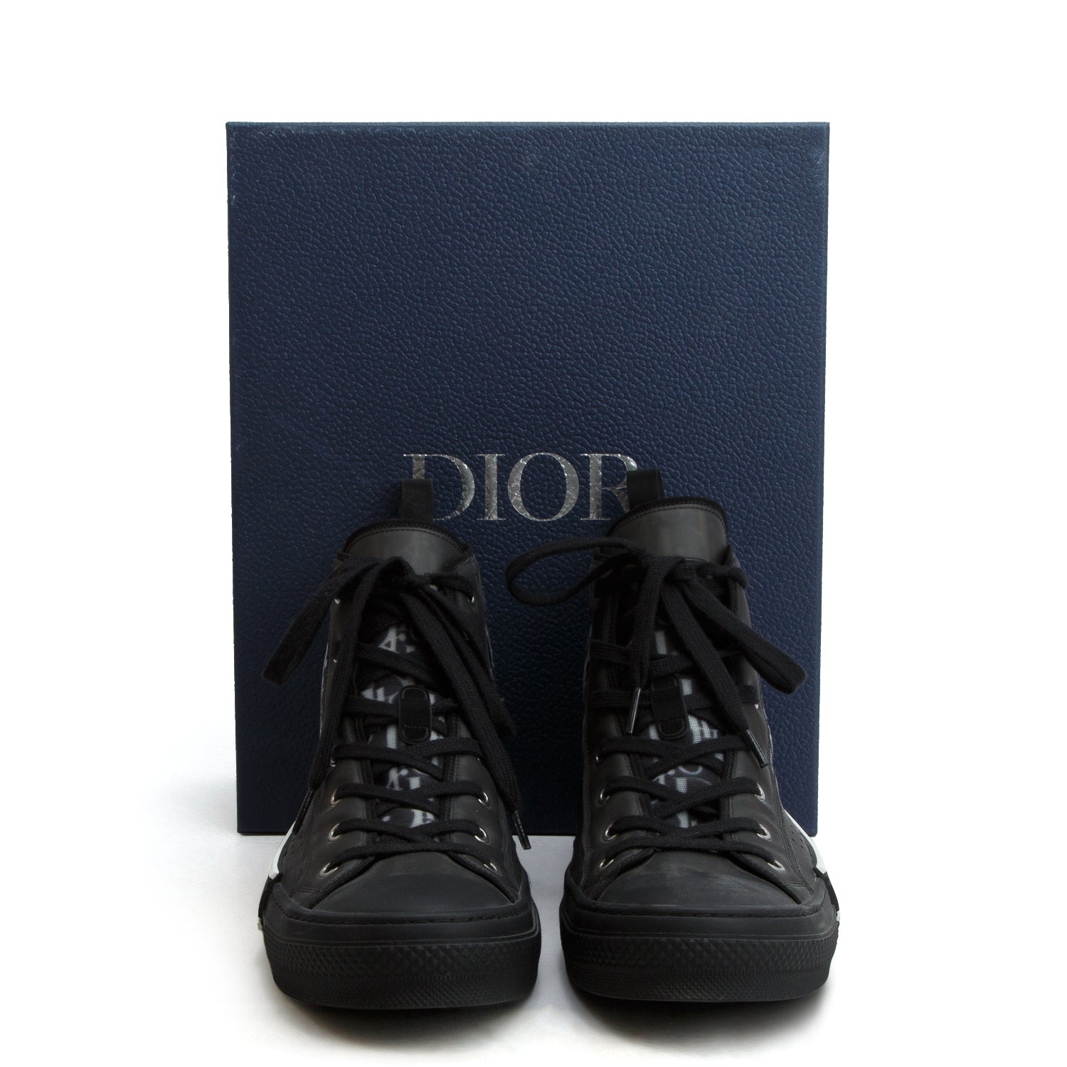 Christian Dior Black Oblique Transparent Canvas B23 High-Top Sneakers, Men's Size 44 w/ Box & Receipt
