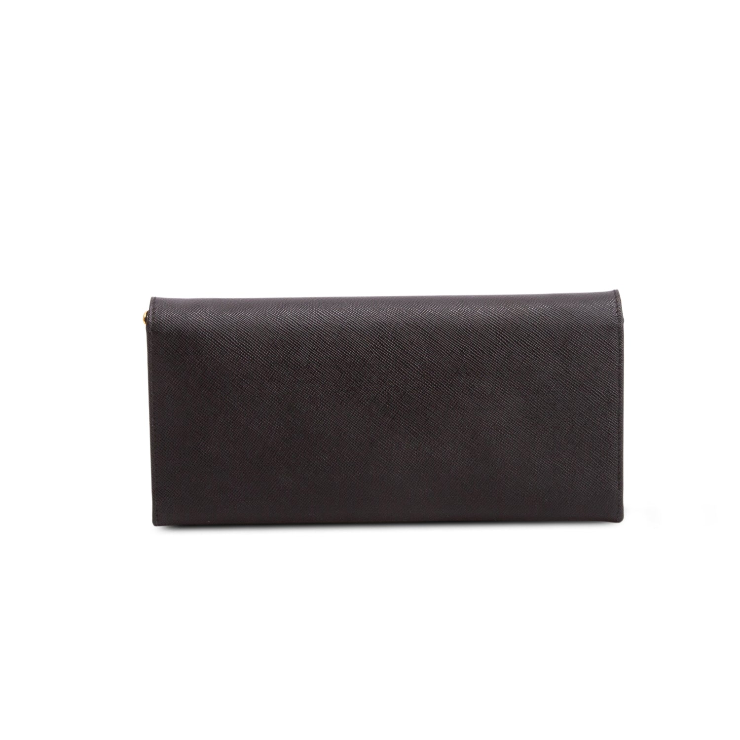 Prada Black Saffiano Metal Continental Wallet on Chain