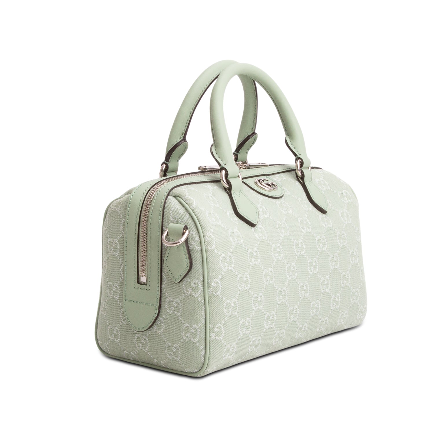 Gucci Green GG Canvas Medium Ophidia Boston Bag w/ Strap