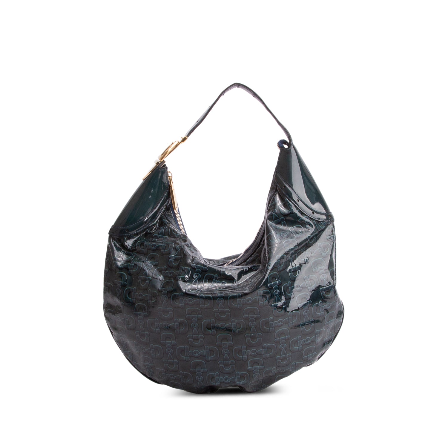 Gucci Green Patent Leather Horsebit Glam Hobo